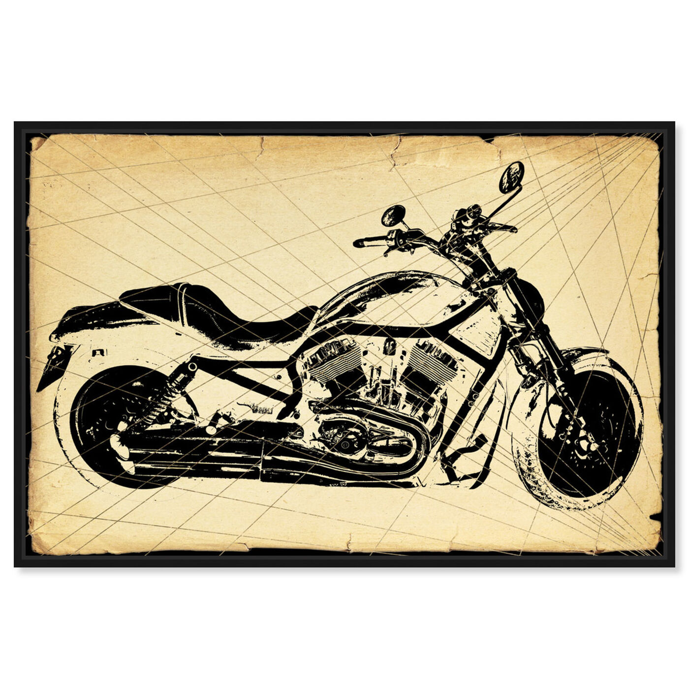 Front view of Harley Print featuring transportation and motorcycles art.
