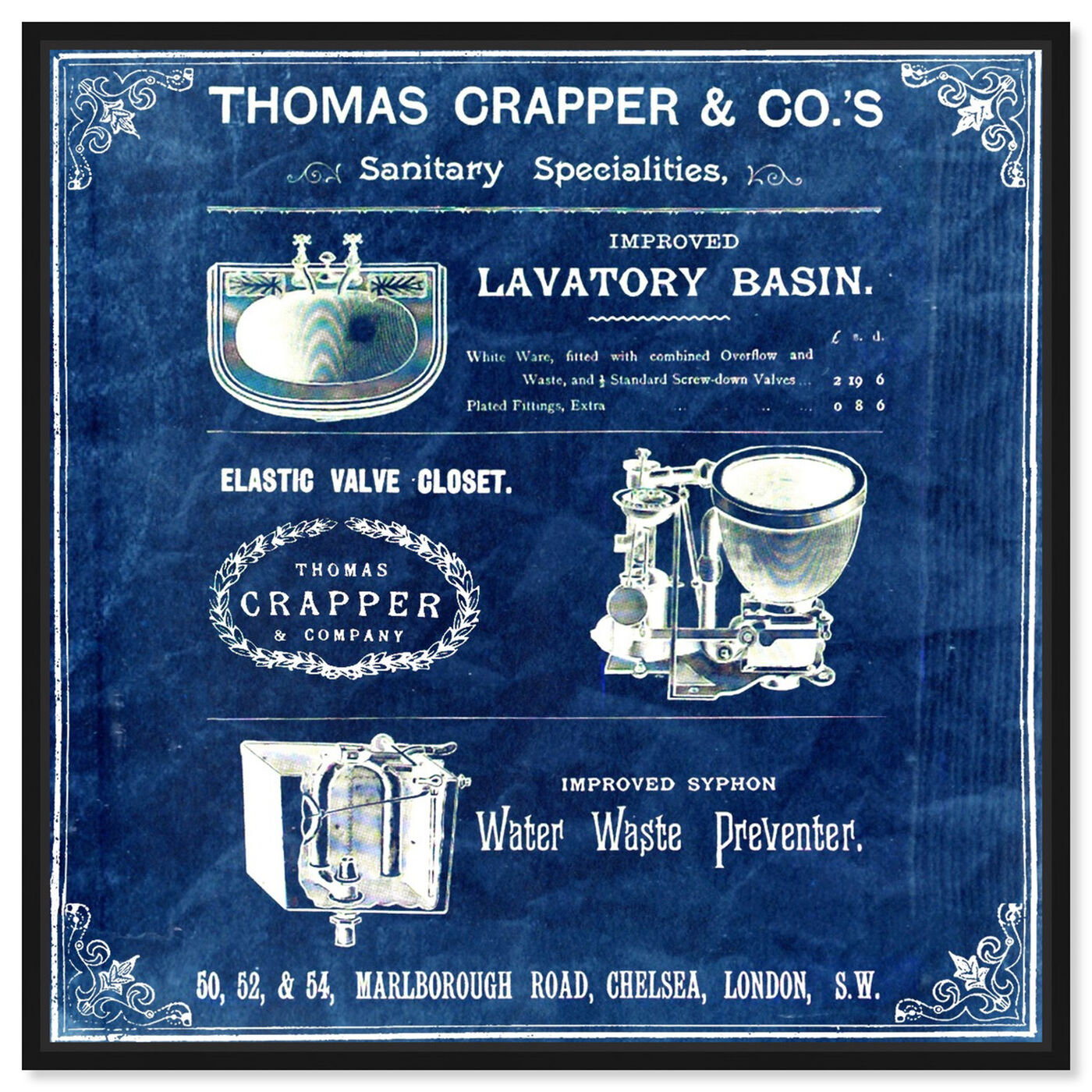 Front view of Thomas Crapper Inventor of the Toilet - Blue featuring bath and laundry and bath art.