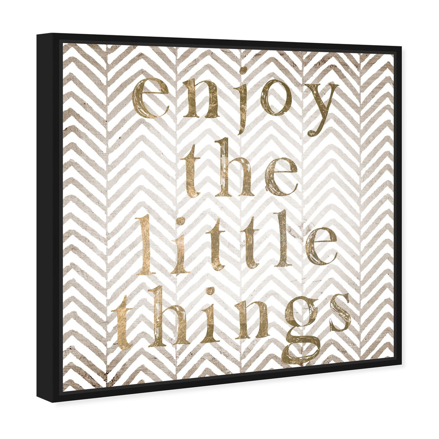 Angled view of Enjoy The Little Things - Tan featuring typography and quotes and inspirational quotes and sayings art.