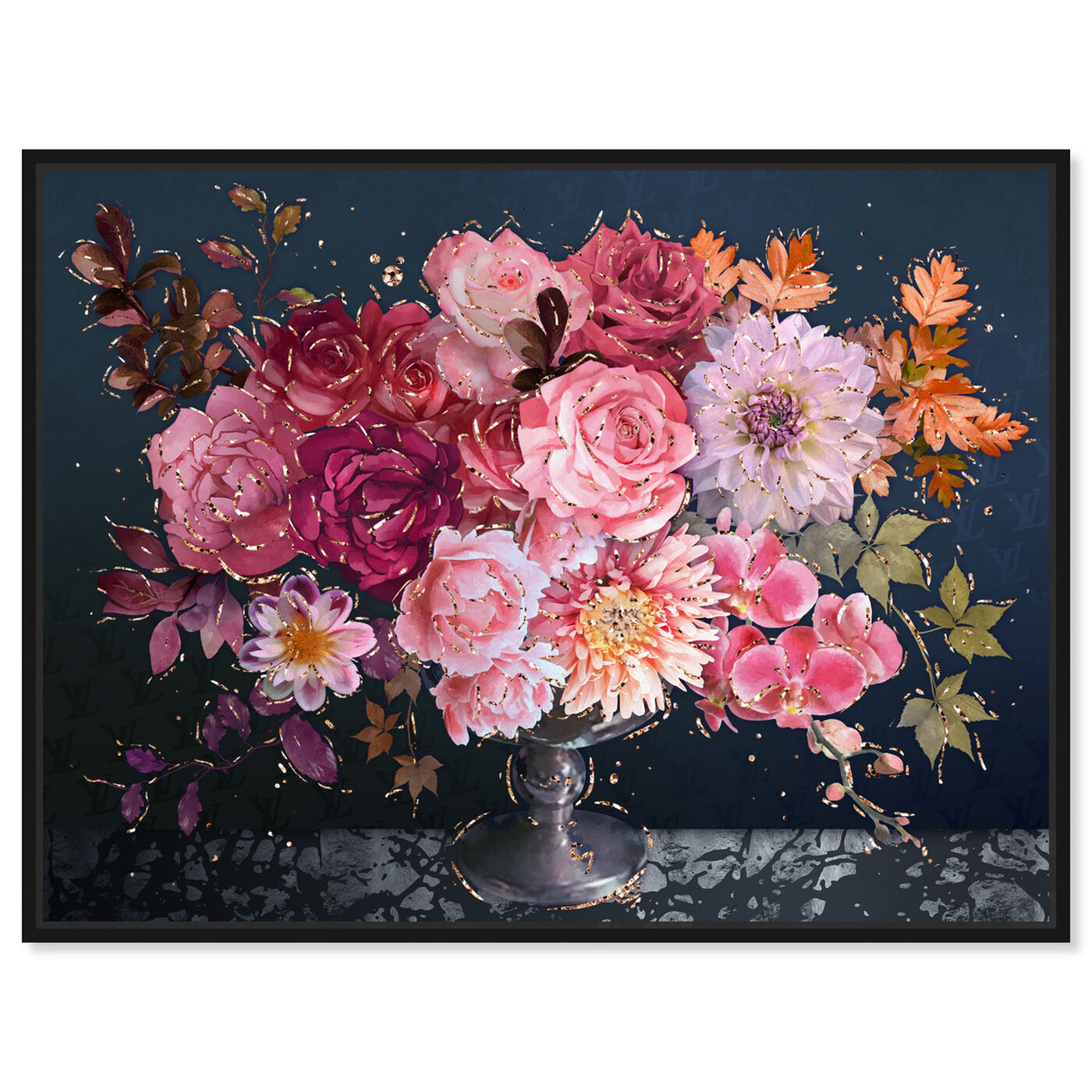 Front view of Royal Navy Bouquet featuring floral and botanical and florals art.