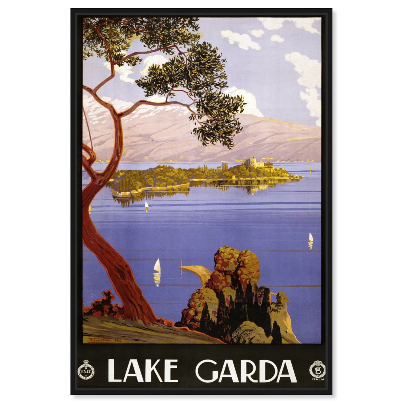 Front view of Lake Garda featuring nature and landscape and nature art.