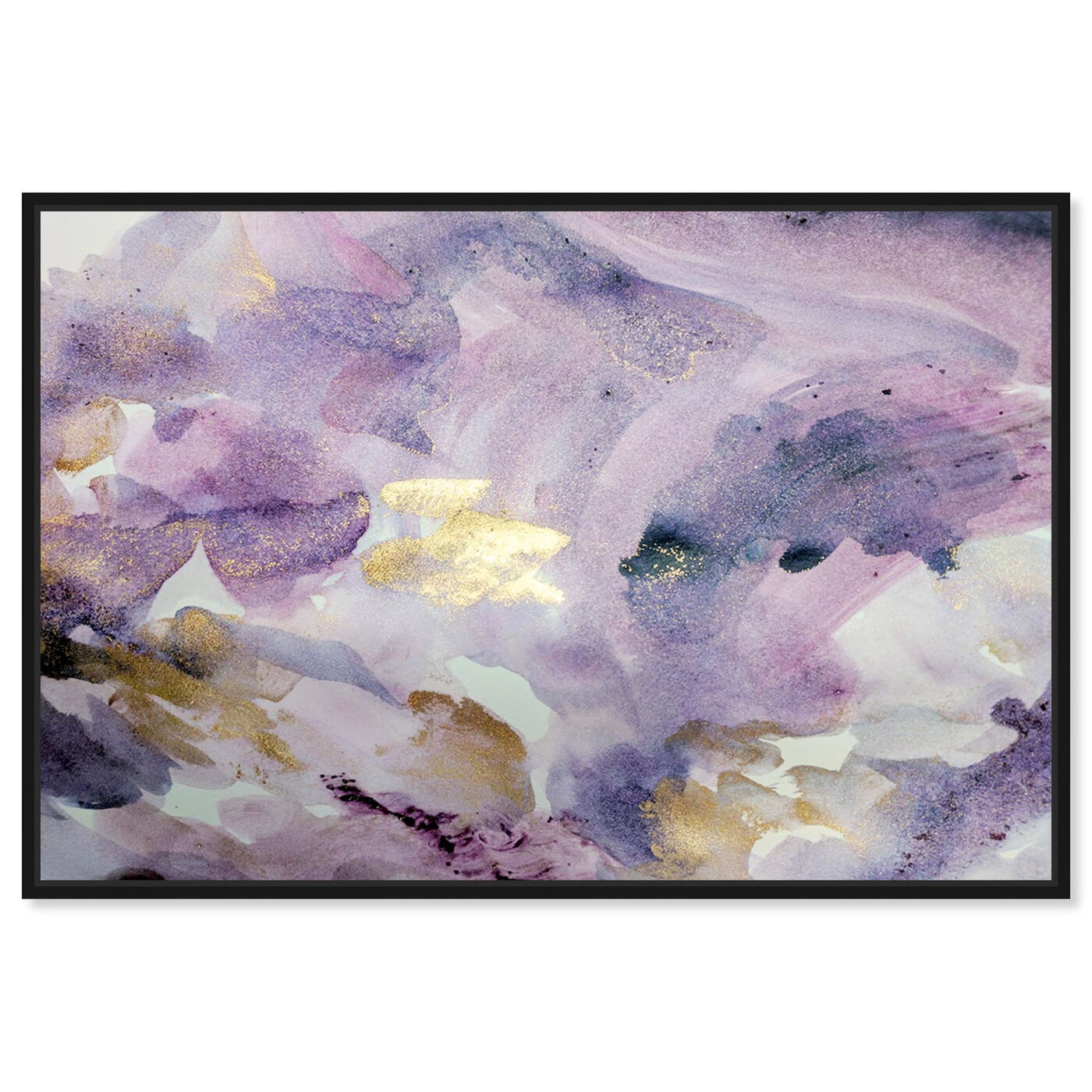 Front view of Carried Away Amethyst featuring abstract and watercolor art.