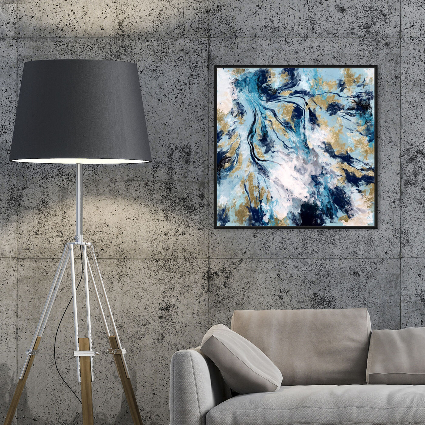 Hanging view of MARBLESHADES featuring abstract and paint art.