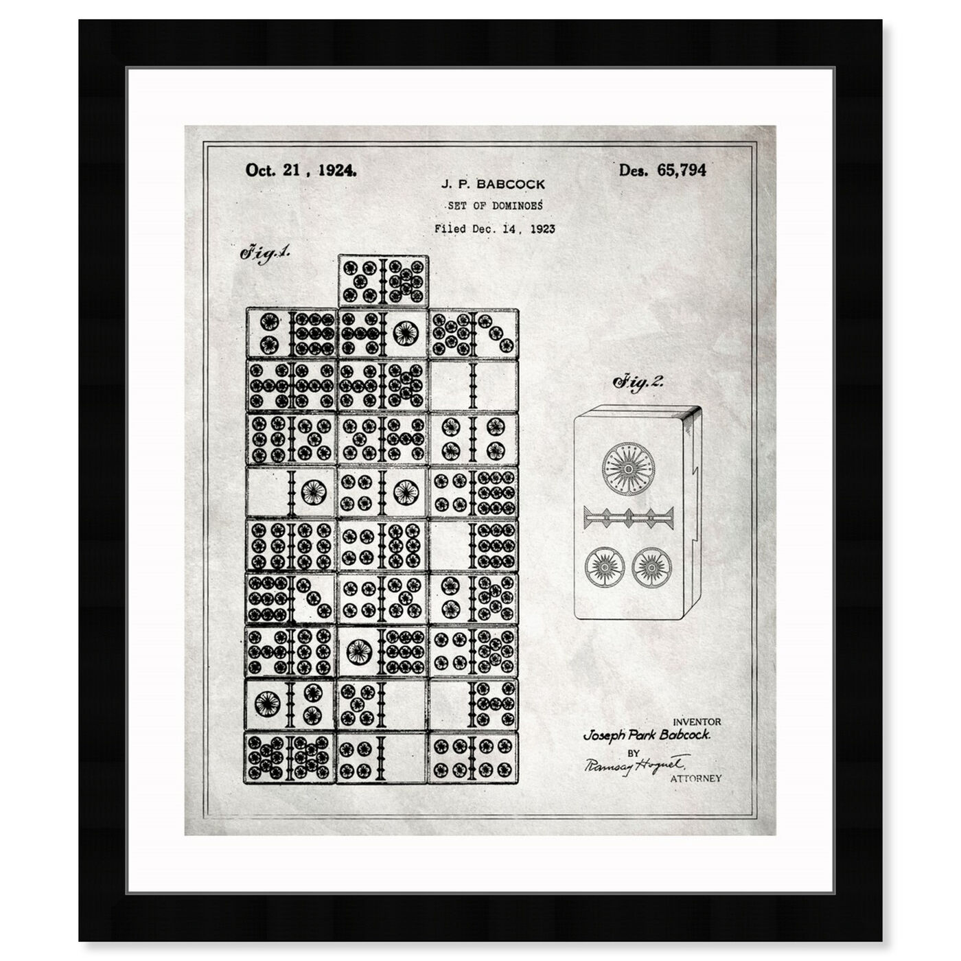 Front view of Set Of Dominos 1924 featuring entertainment and hobbies and board games art.