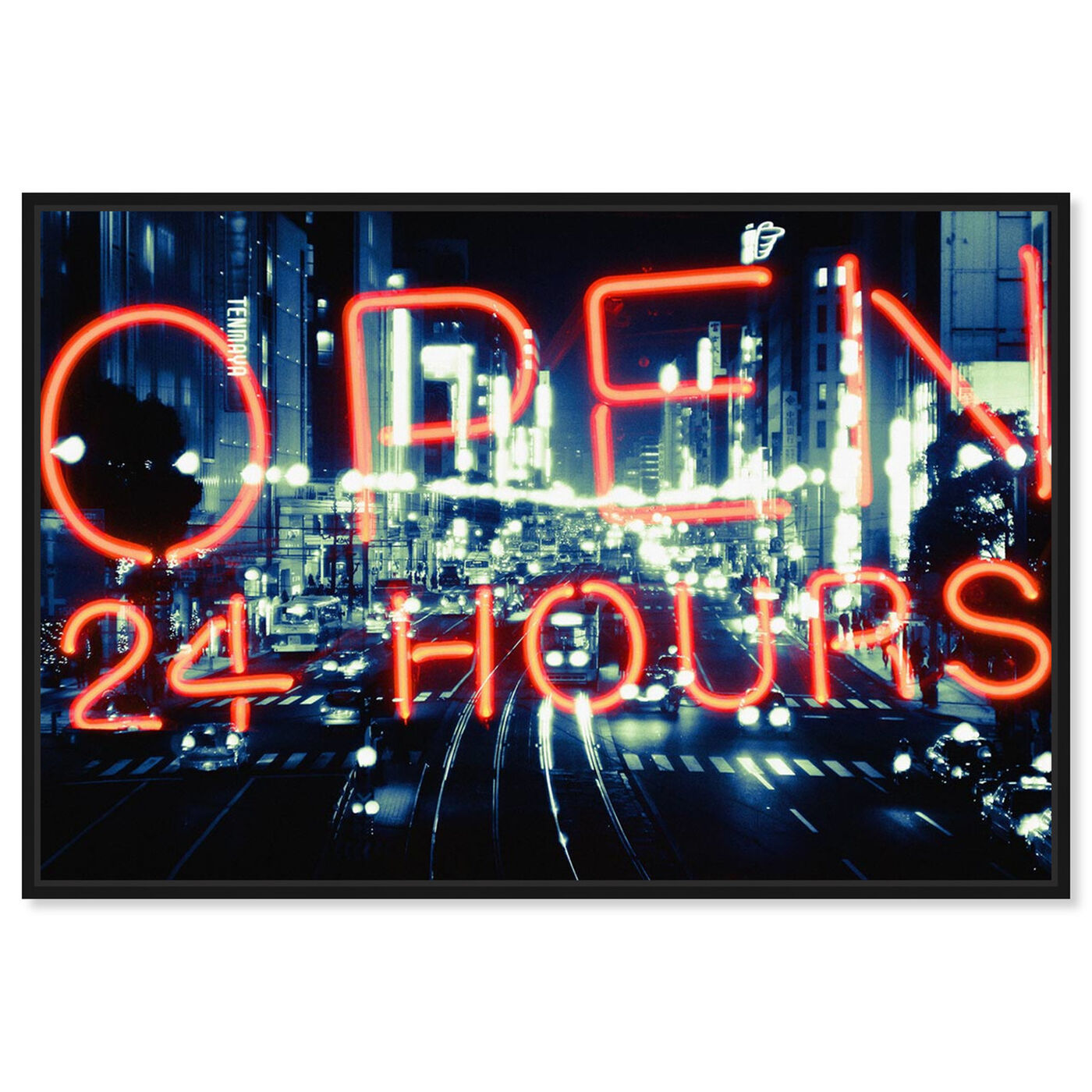 Front view of Open 24 Hours featuring typography and quotes and signs art.