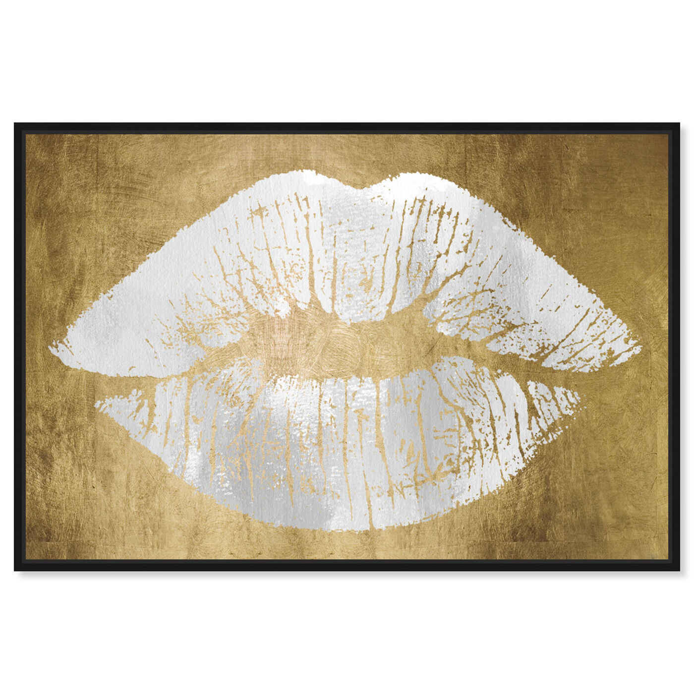 Front view of Solid Kiss Egyptian Gold featuring fashion and glam and lips art.