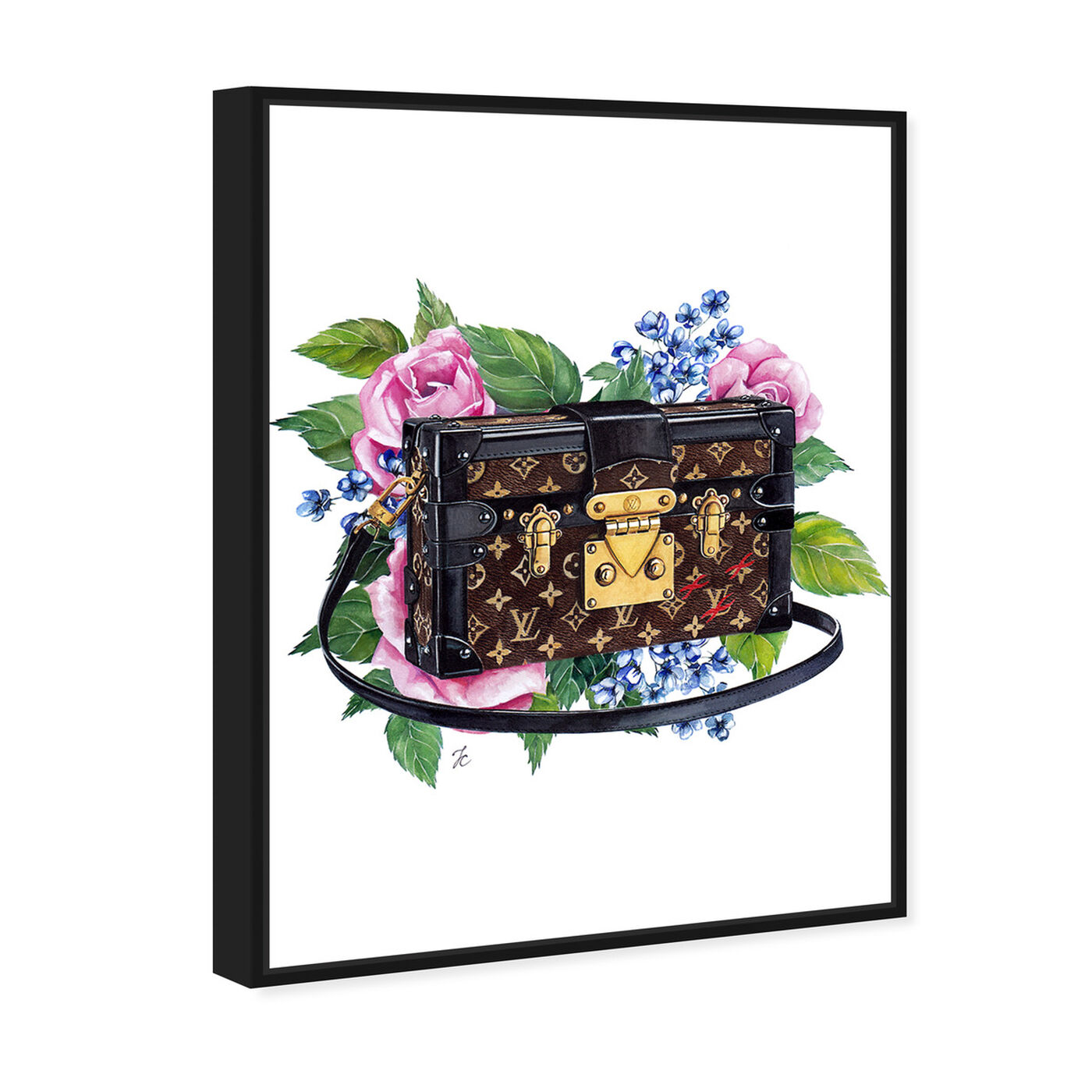 Angled view of Doll Memories - Floral Trunk featuring fashion and glam and handbags art.