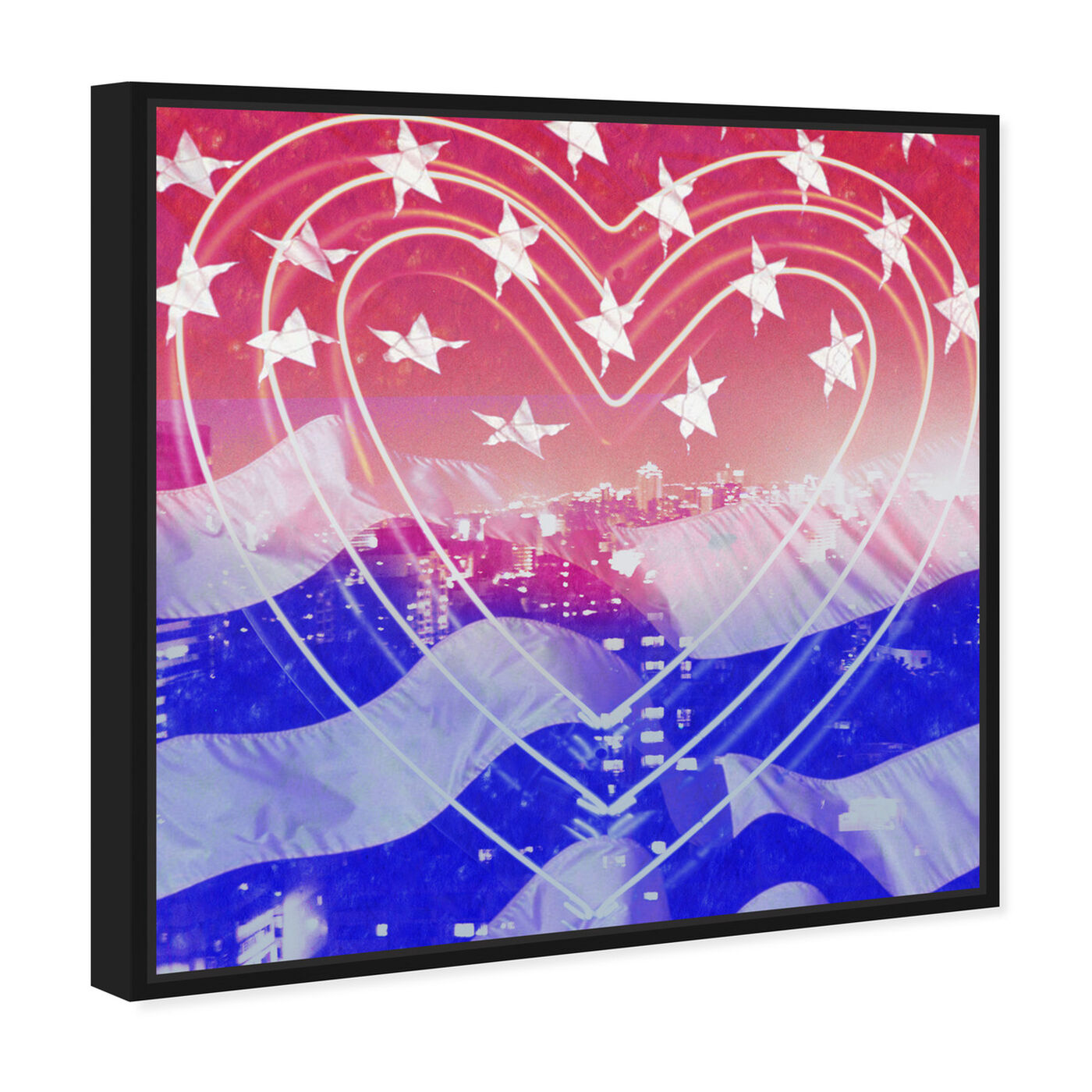 Angled view of American Neon Heart featuring americana and patriotic and us flags art.