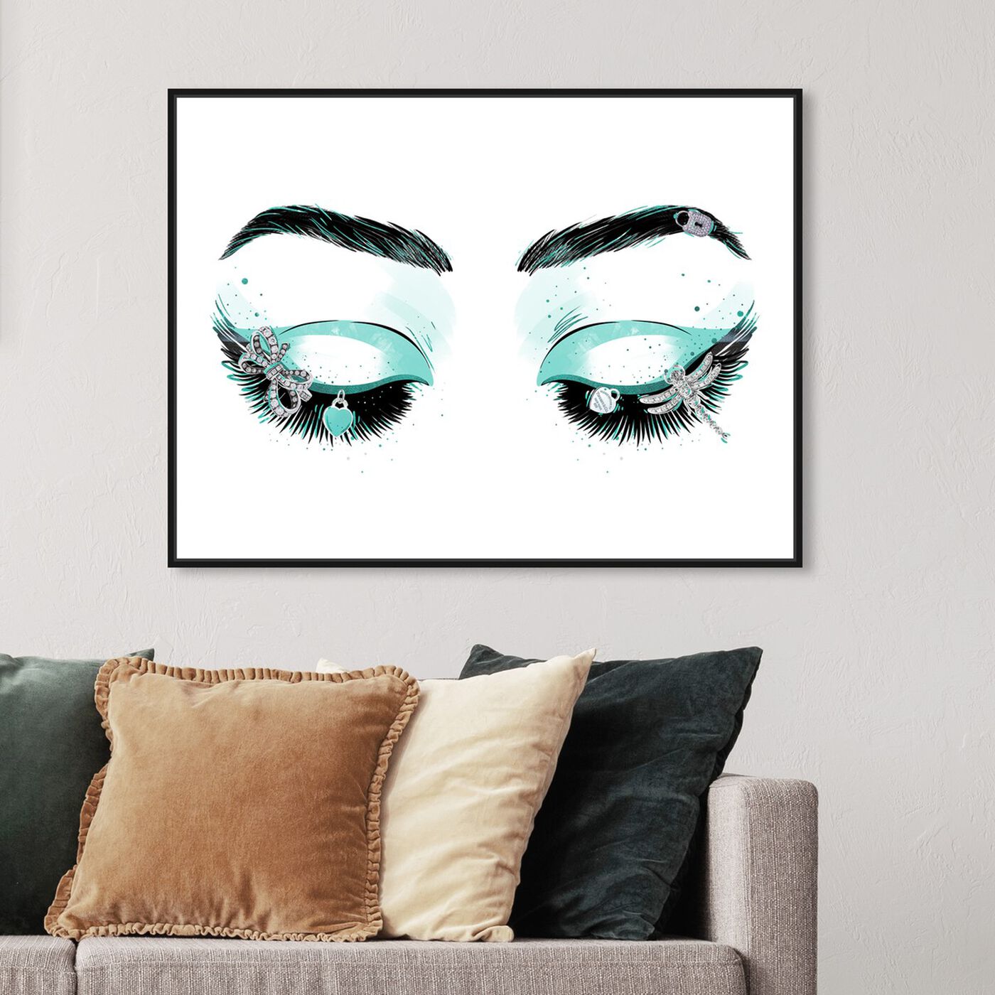 Hanging view of Aqua Glam Eyeshadows featuring fashion and glam and makeup art.