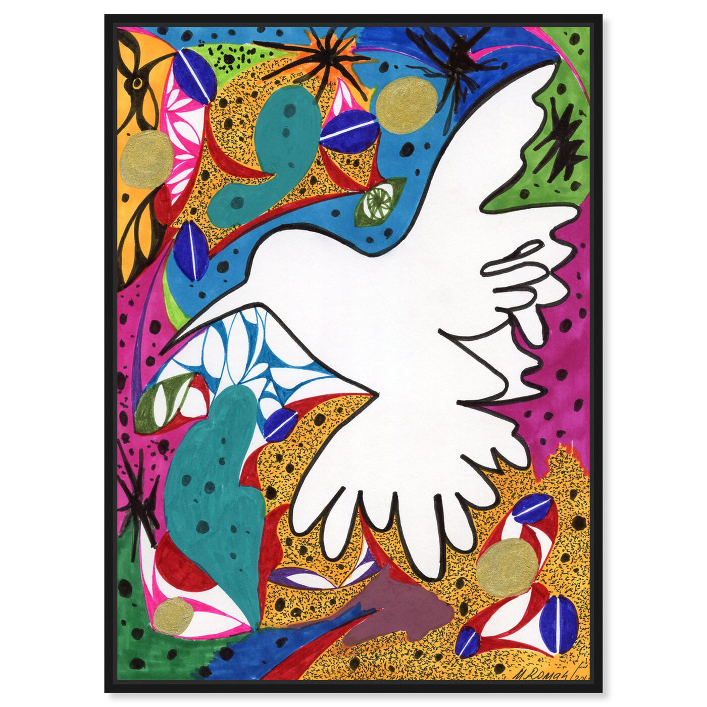 Front view of Hummingbird of Peace featuring abstract and shapes art.
