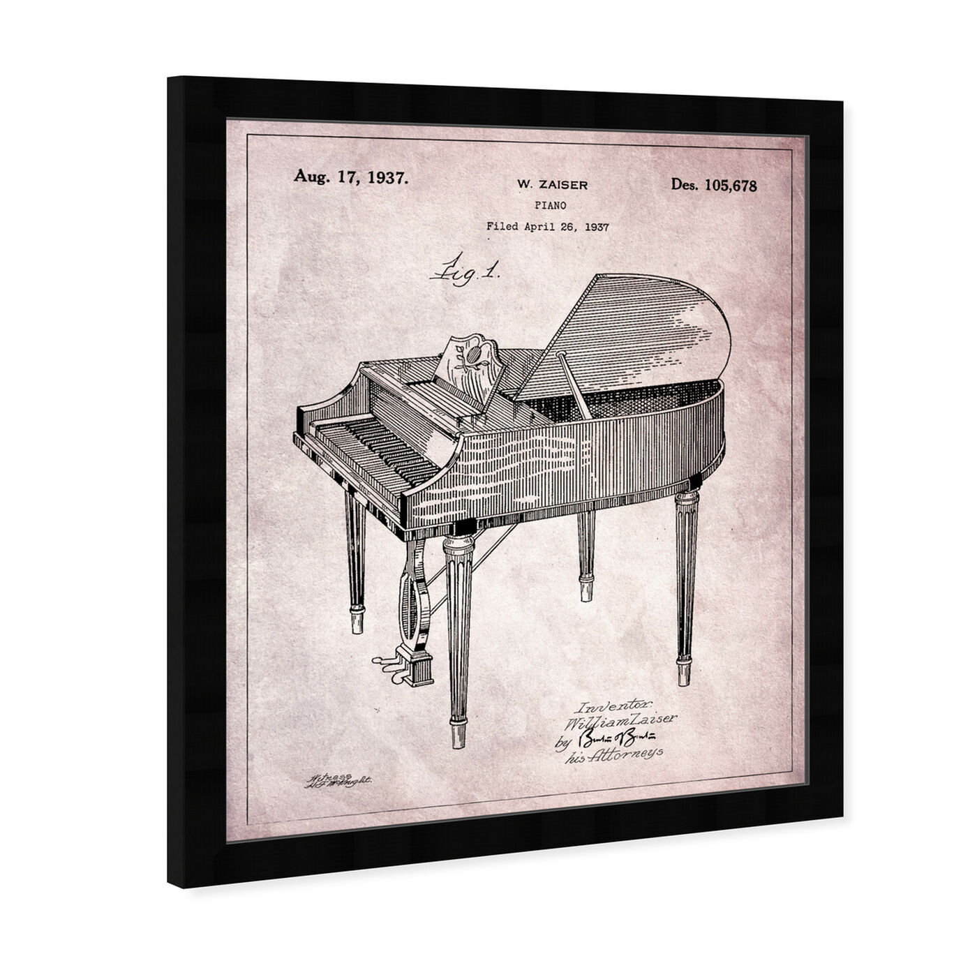 Angled view of Piano 1937 featuring music and dance and music instruments art.