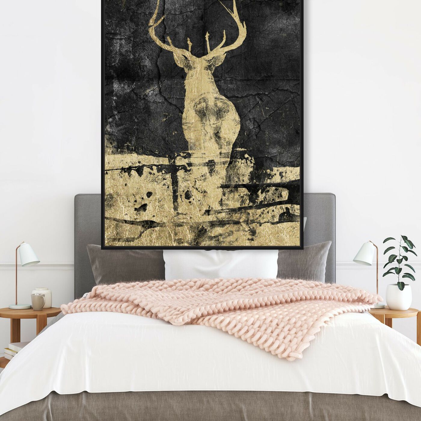Hanging view of Gold Stag I featuring animals and zoo and wild animals art.