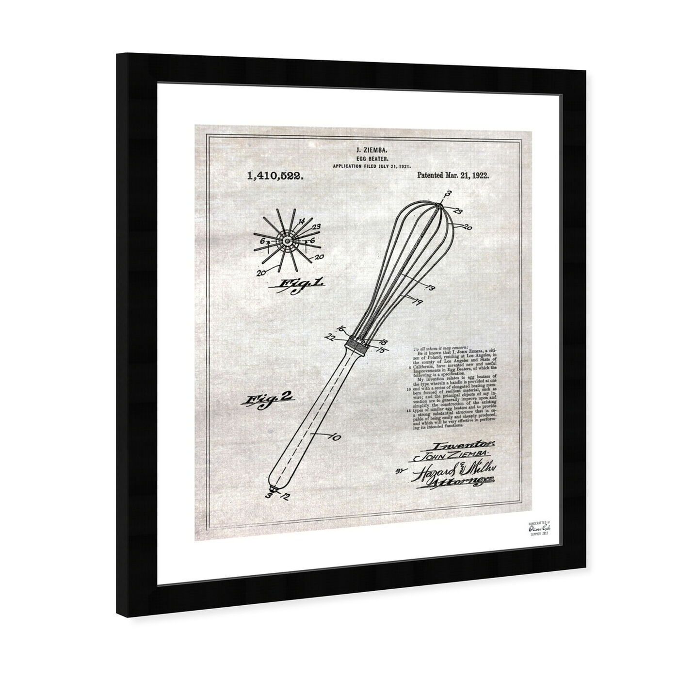 Angled view of Egg Beater 1921 featuring food and cuisine and cooking and chef art.