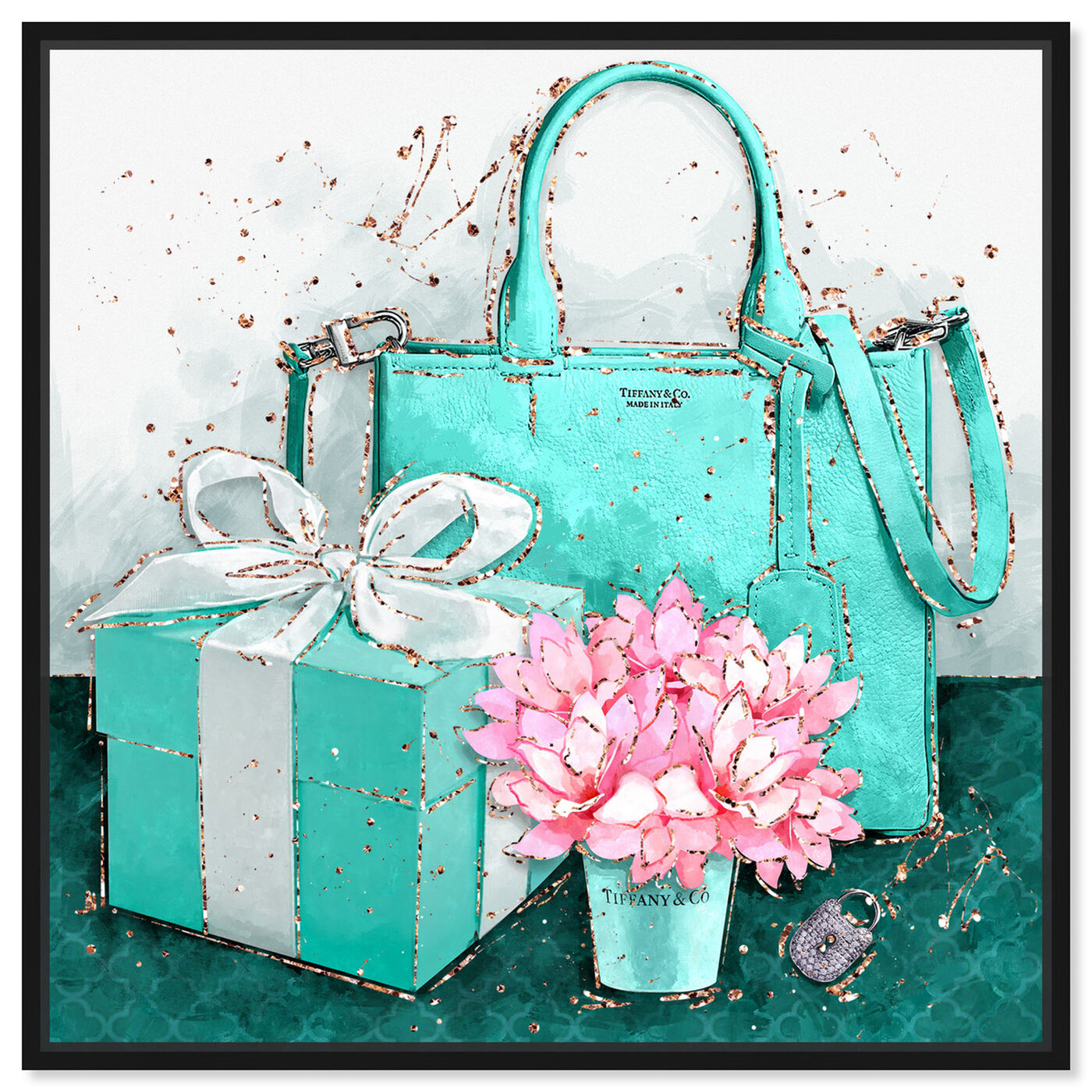 Front view of Teal NYC Treasures featuring fashion and glam and handbags art.