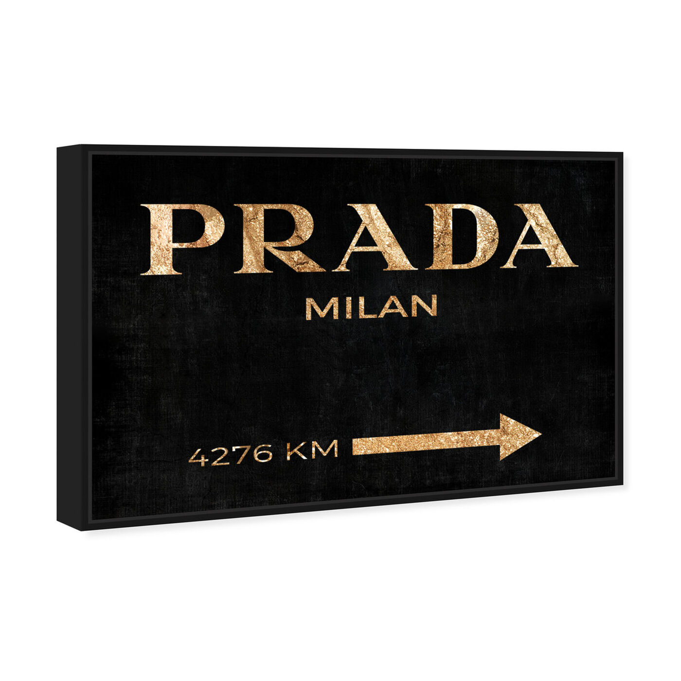Angled view of Milan Noir featuring fashion and glam and road signs art.