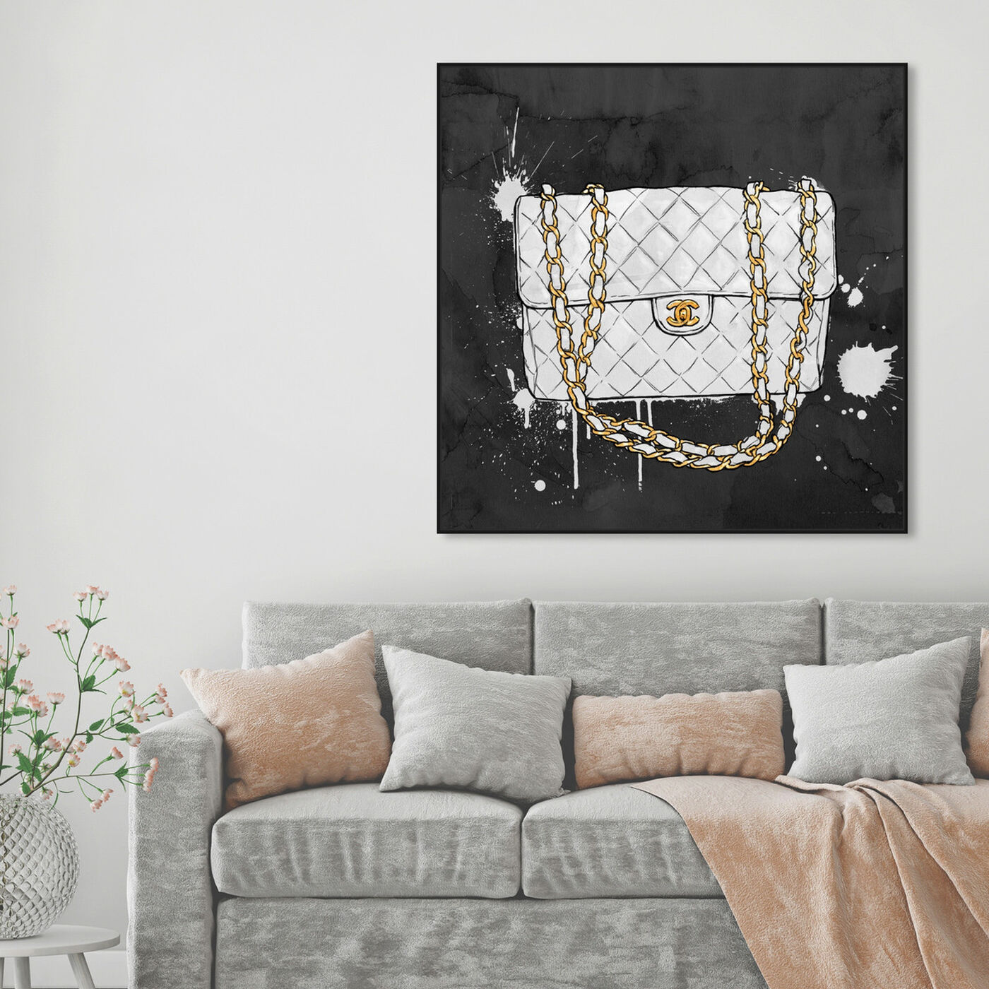 Hanging view of Everything But My White Bag featuring fashion and glam and handbags art.