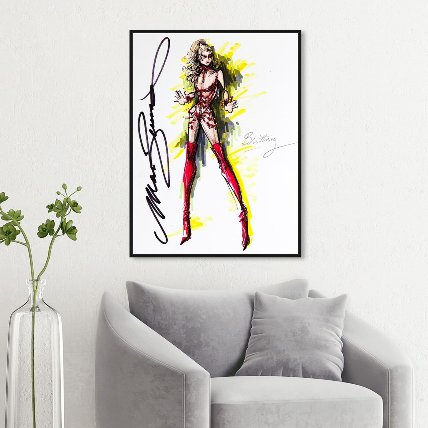 Hanging view of Mark Zunino - Diva Britney II featuring fashion and glam and sketches art.