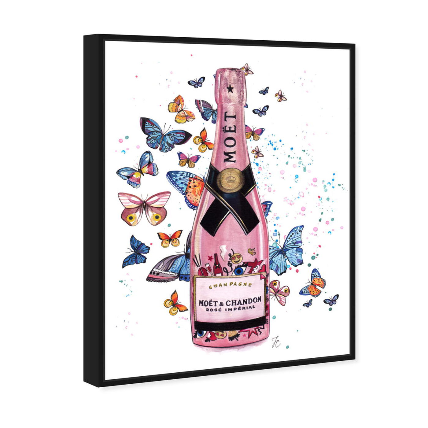 Angled view of Doll Memories - Champagne in Pink featuring drinks and spirits and champagne art.