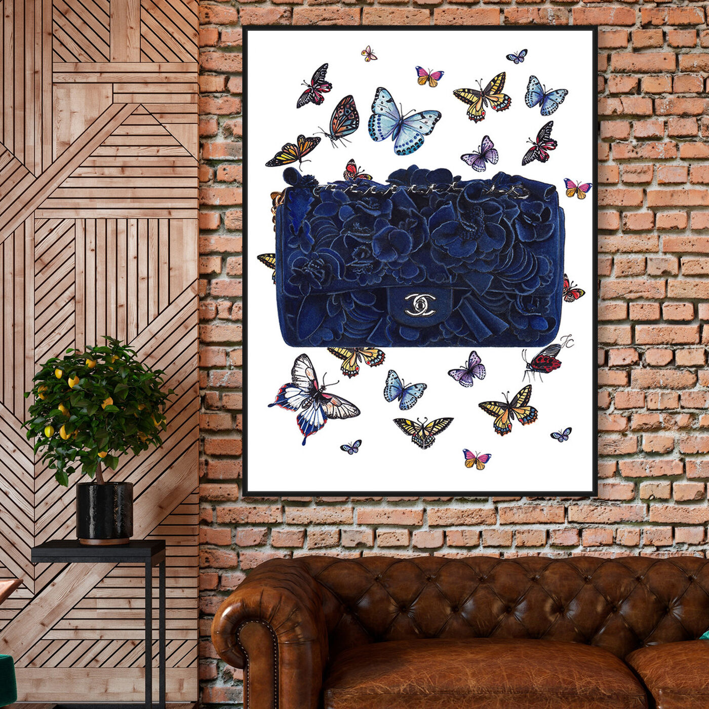 Hanging view of Doll Memories - Butterflies Blue Bag featuring fashion and glam and handbags art.