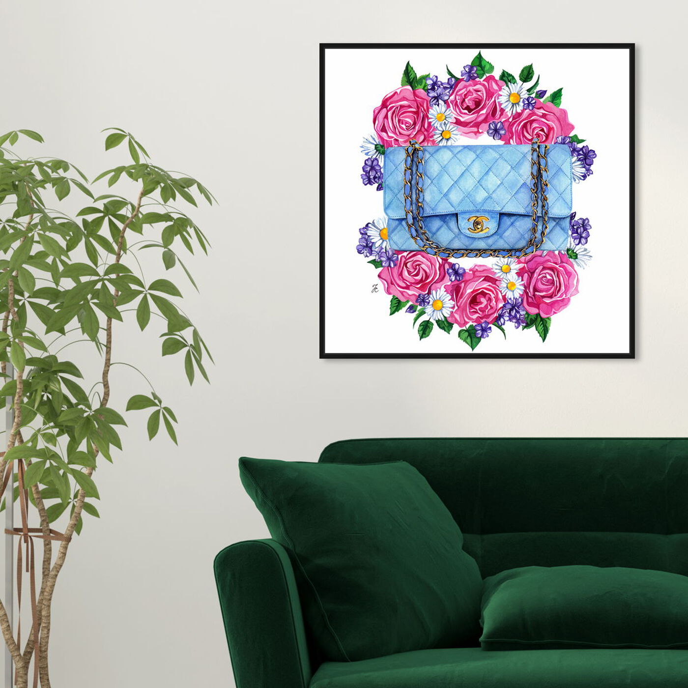 Hanging view of Doll Memories - Pastel Blue Bag featuring fashion and glam and handbags art.