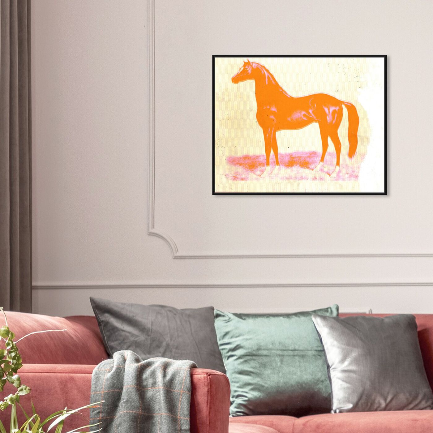 Hanging view of Gold Dust Horse By Carson Kressley featuring animals and farm animals art.