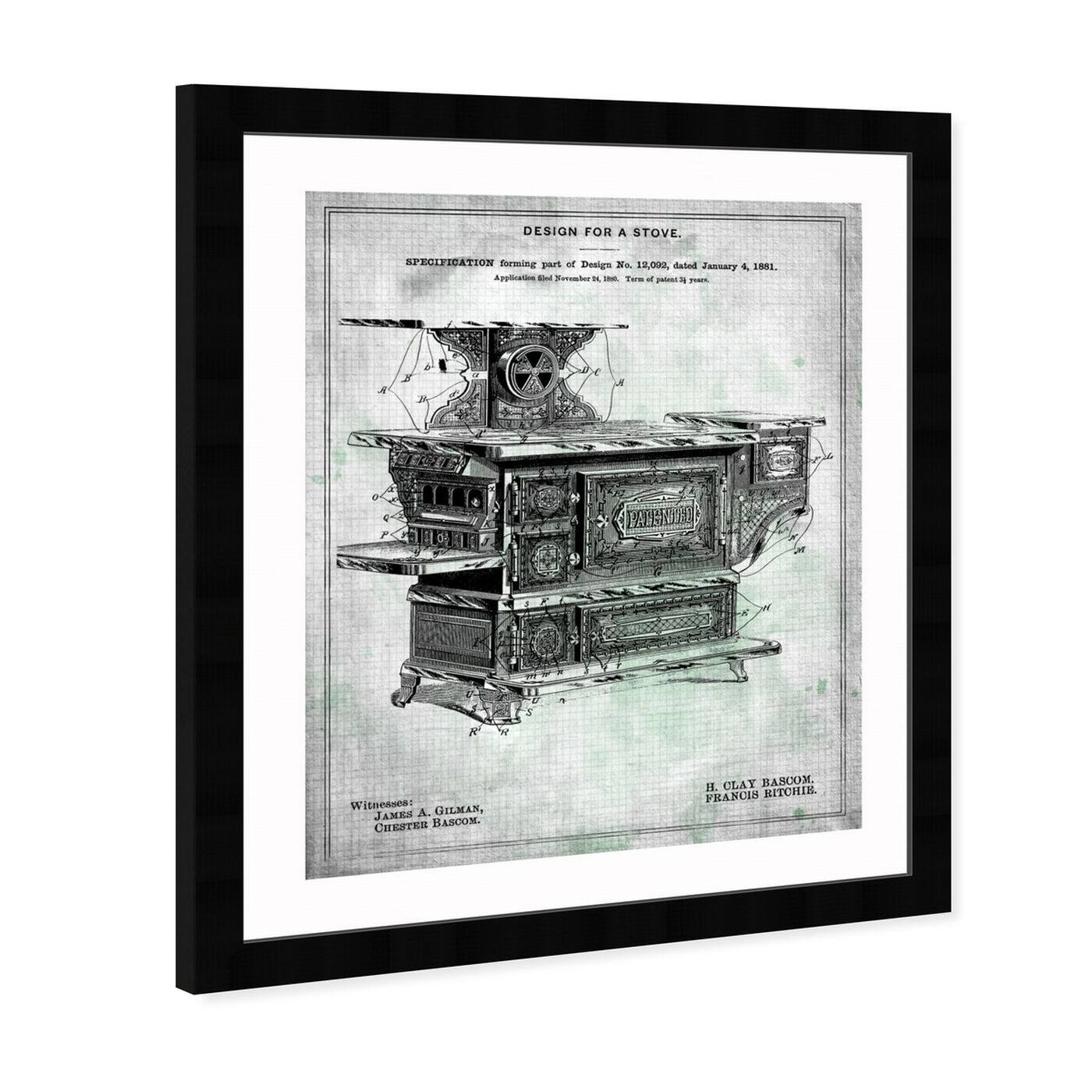 Angled view of Design for a Stove 1881 featuring food and cuisine and kitchen art.