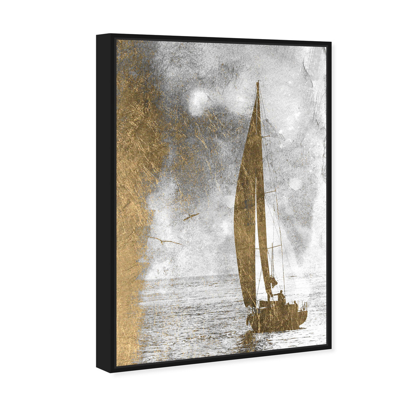 Angled view of Sails Of Gold Luxe featuring nautical and coastal and nautical watercrafts art.