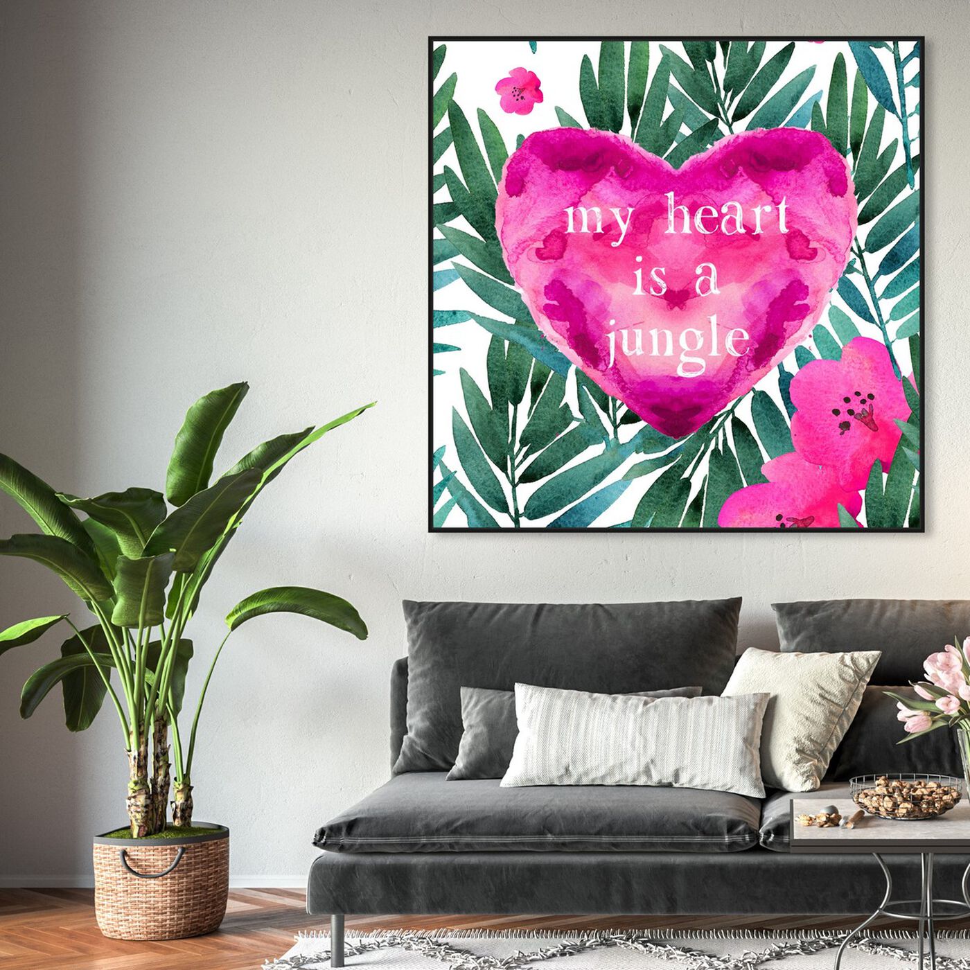 Hanging view of Jungle Heart featuring typography and quotes and family quotes and sayings art.