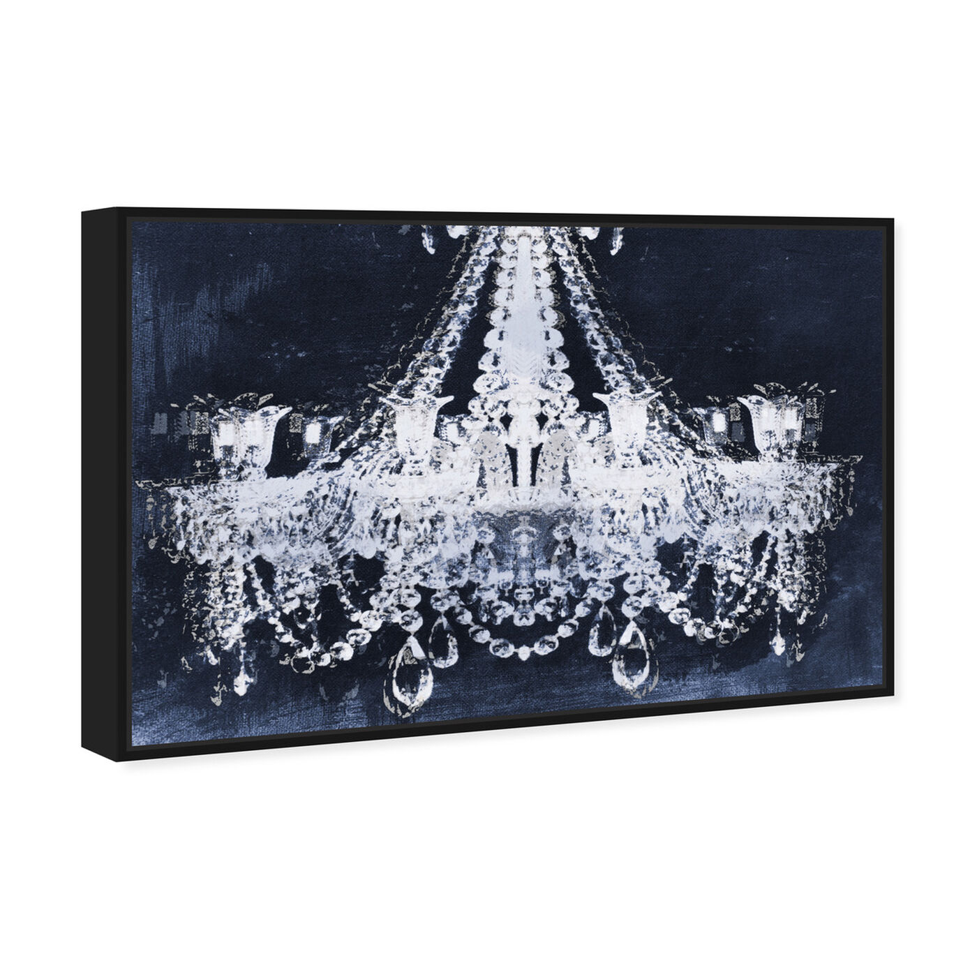 Angled view of Dramatic Entrance Indigo featuring fashion and glam and chandeliers art.