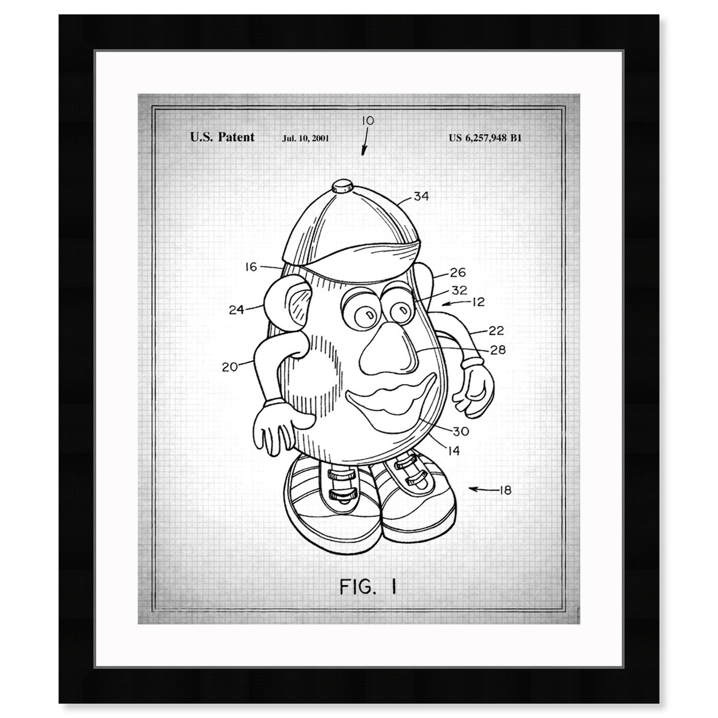 Front view of Mr Potato 1980 Gray featuring symbols and objects and toys art.
