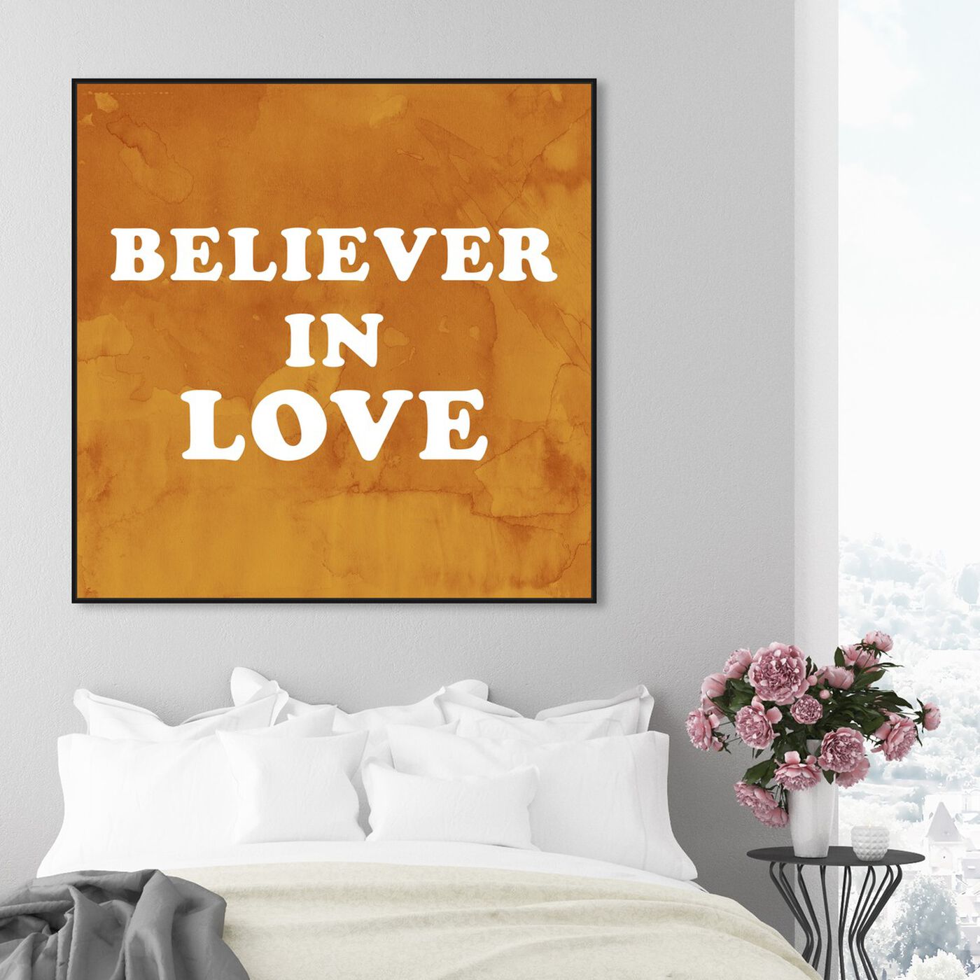 Hanging view of Believer in Love featuring typography and quotes and love quotes and sayings art.