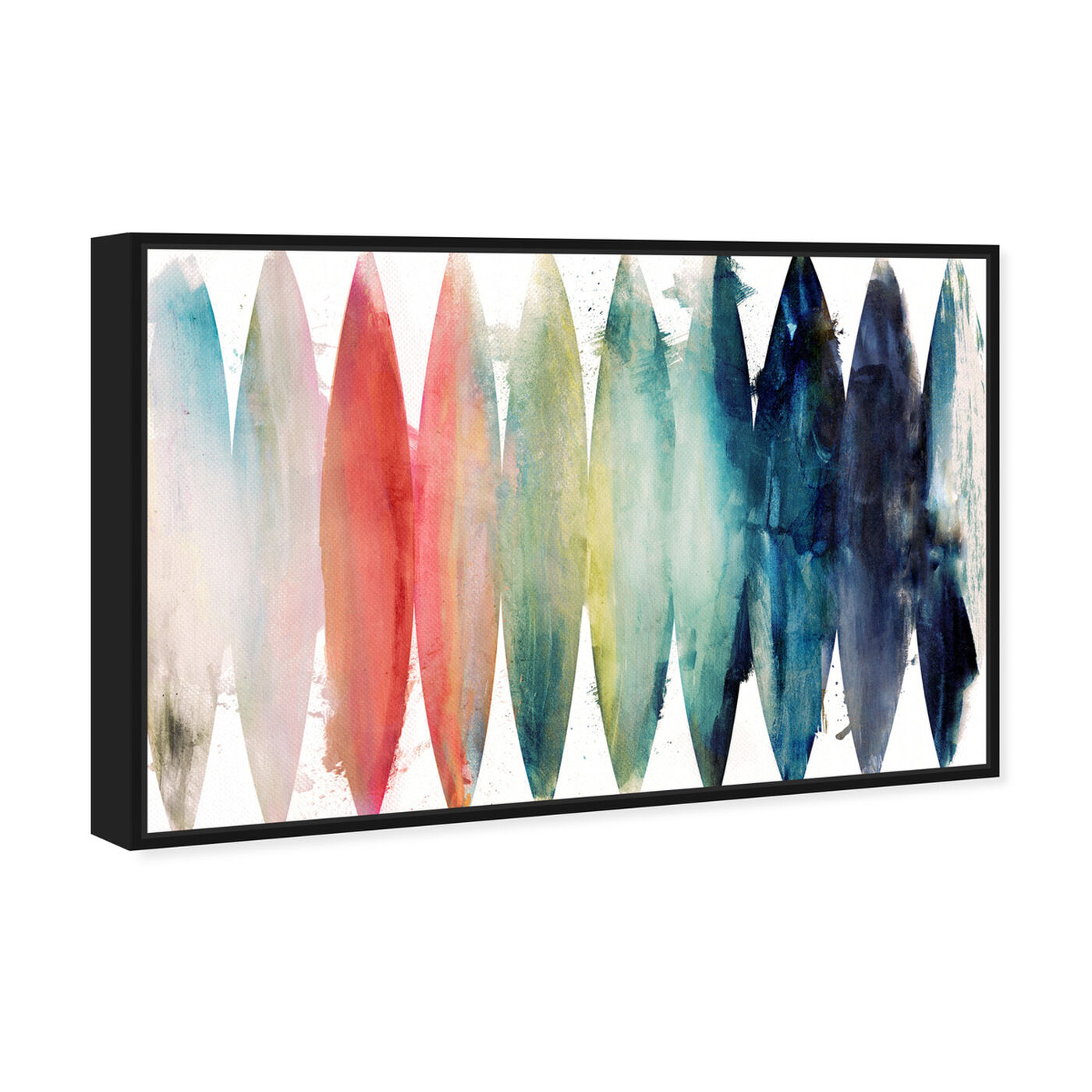 Angled view of Paradise Found featuring abstract and watercolor art.