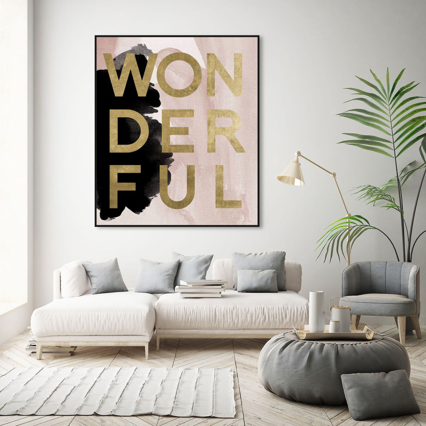 Hanging view of More Wonderful Neutral featuring typography and quotes and beauty quotes and sayings art.