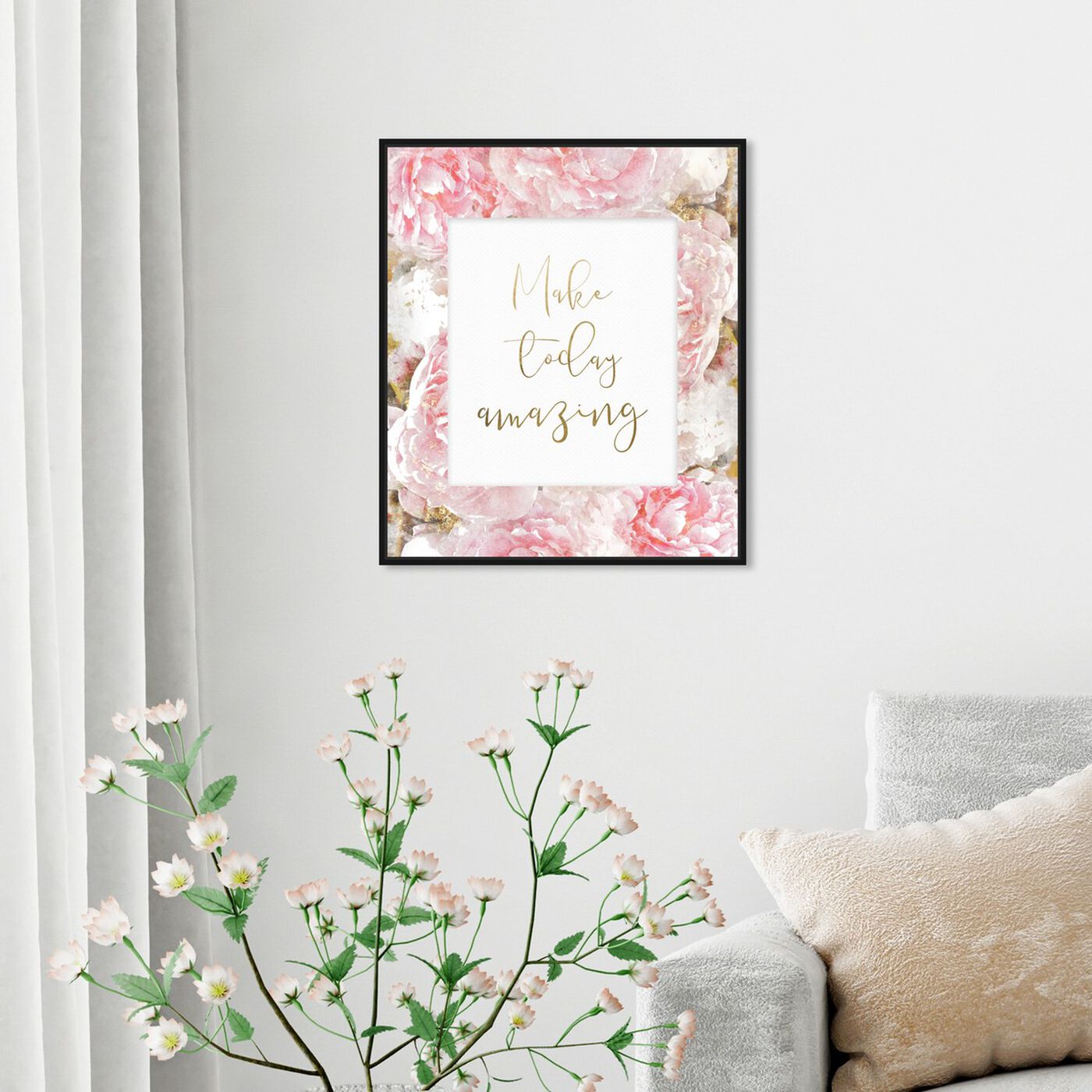 Hanging view of Make Today Amazing Floral featuring typography and quotes and inspirational quotes and sayings art.