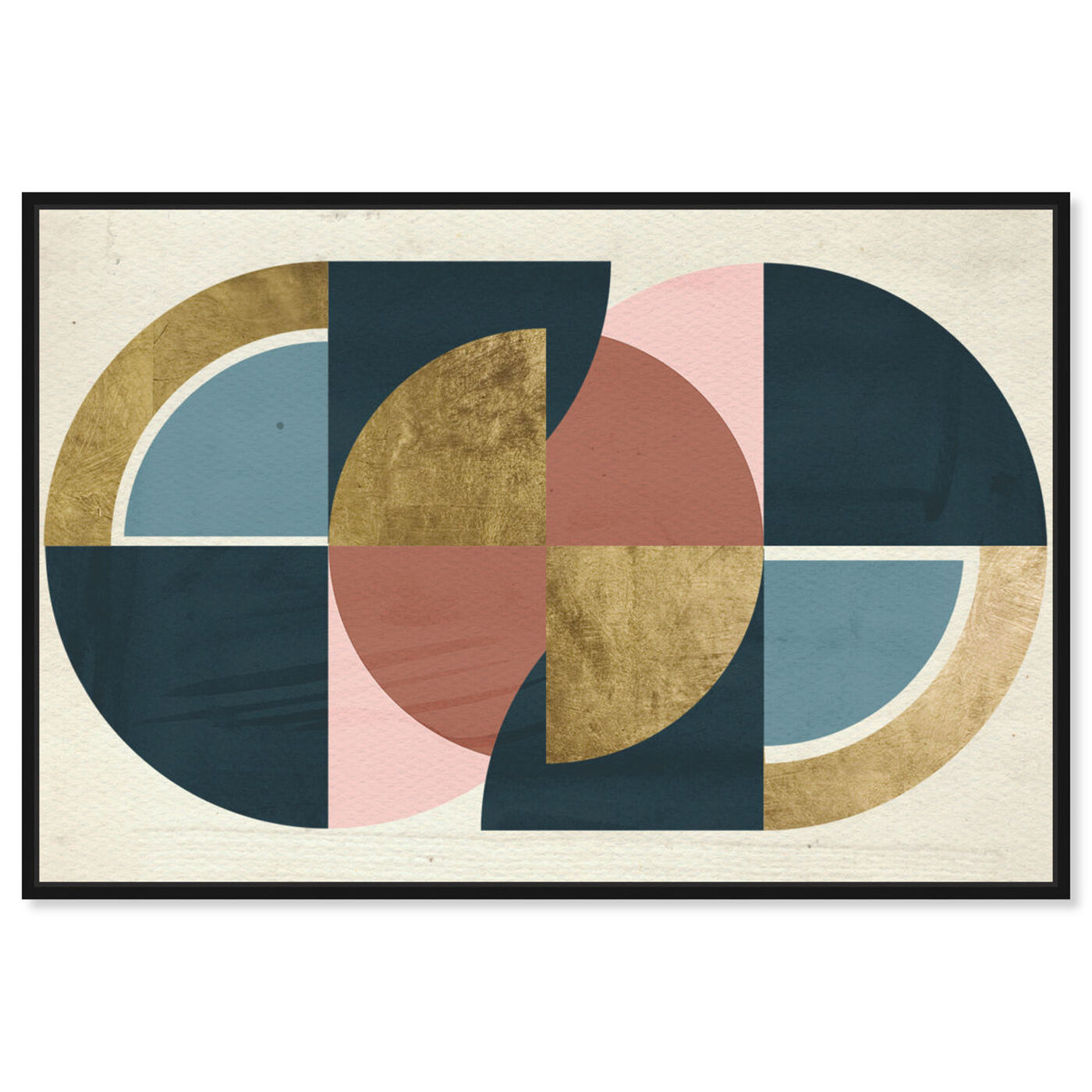 Front view of Rotating Puzzle Spheres III Gold featuring abstract and geometric art.