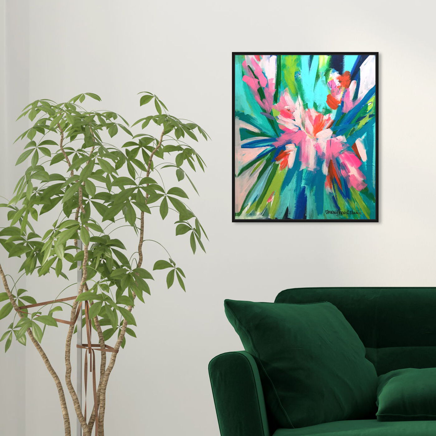 Hanging view of Lourdes Wackes -Garden Party II featuring abstract and flowers art.