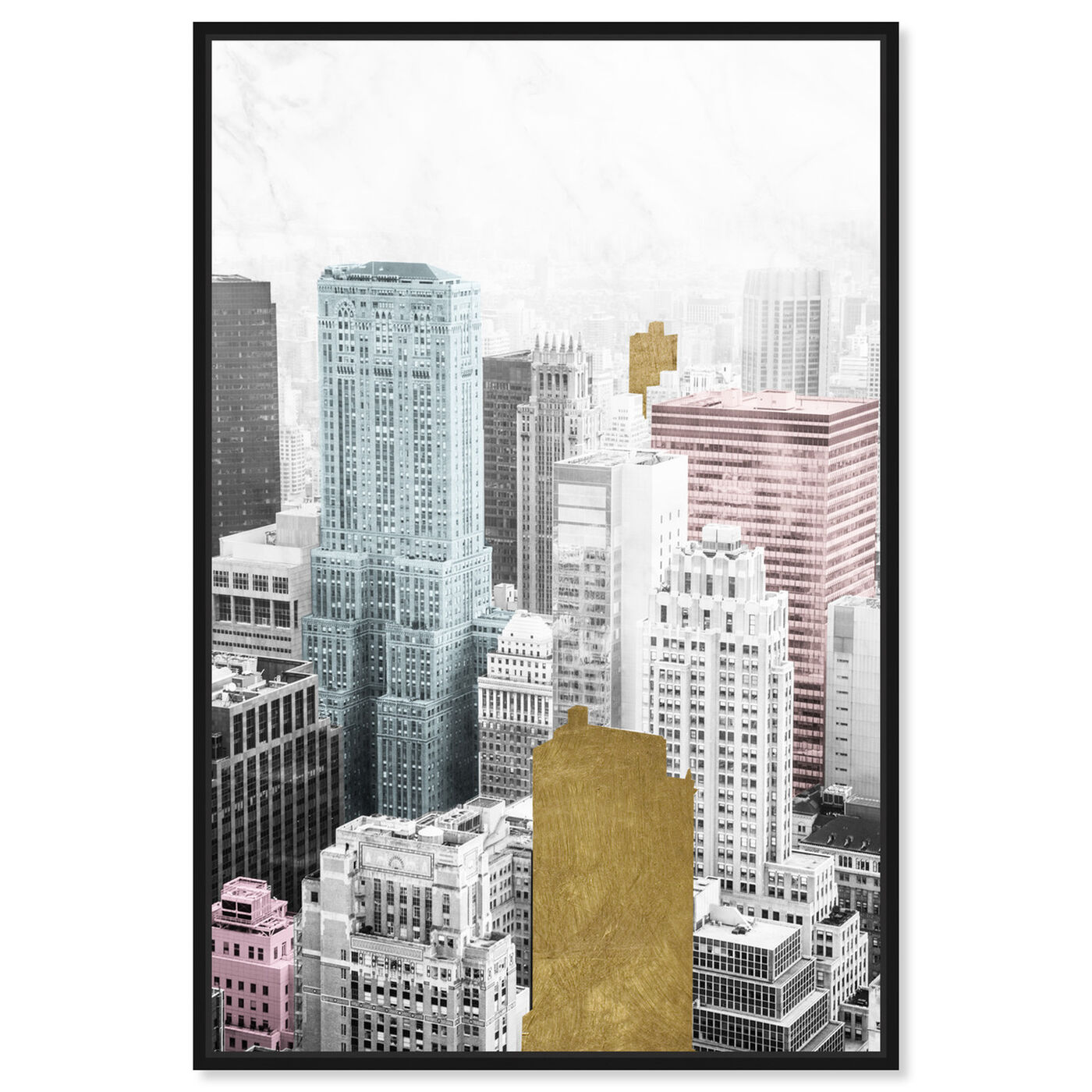 Front view of Bright City and Gold featuring cities and skylines and united states cities art.