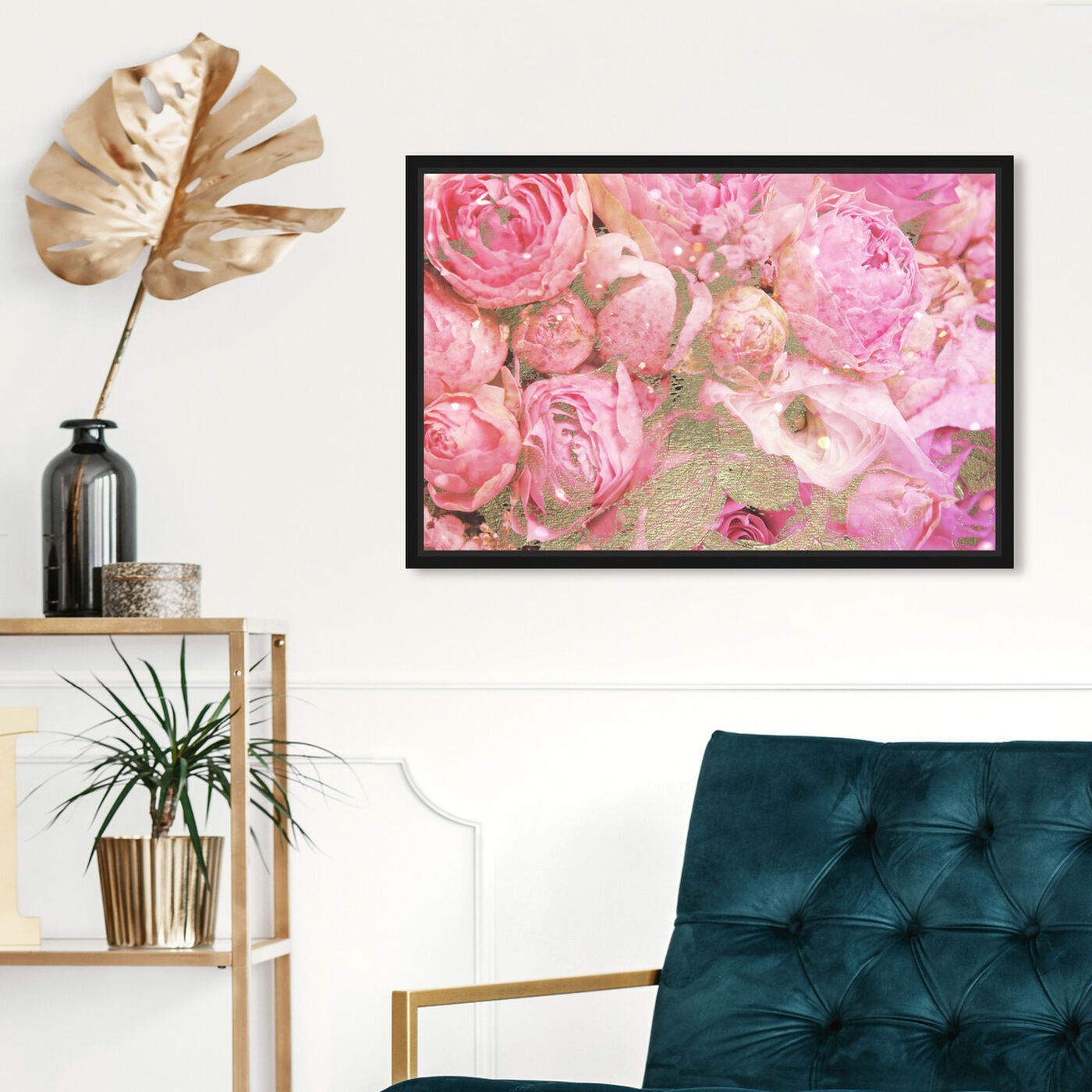 Hanging view of Roses in Pink featuring floral and botanical and florals art.