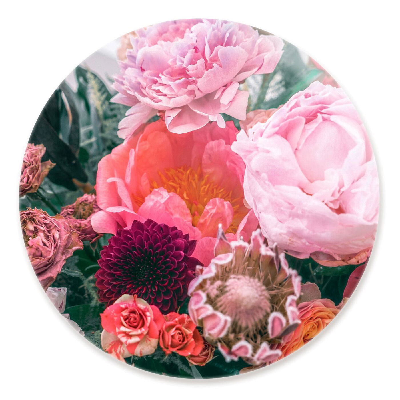 Front view of Floralia Round featuring floral and botanical and florals art.