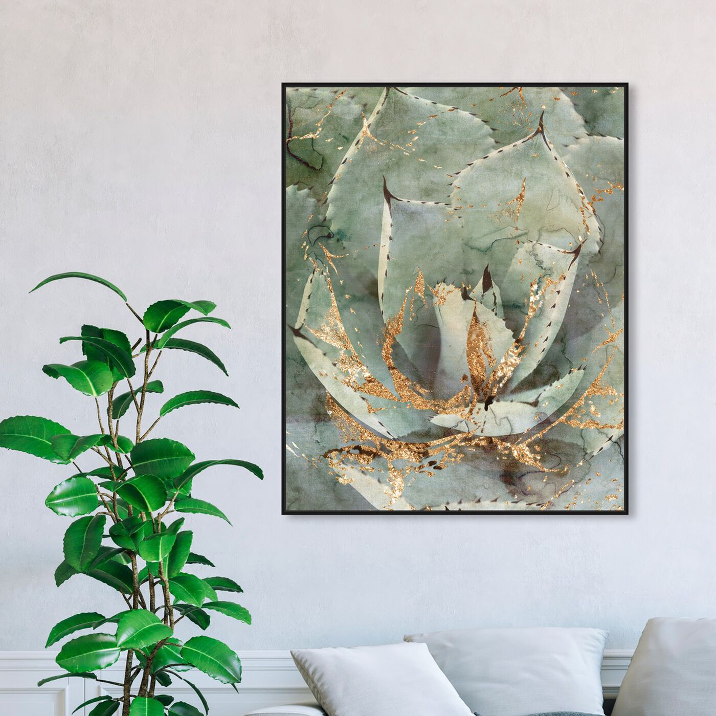 Hanging view of Golden Succulent featuring floral and botanical and botanicals art.