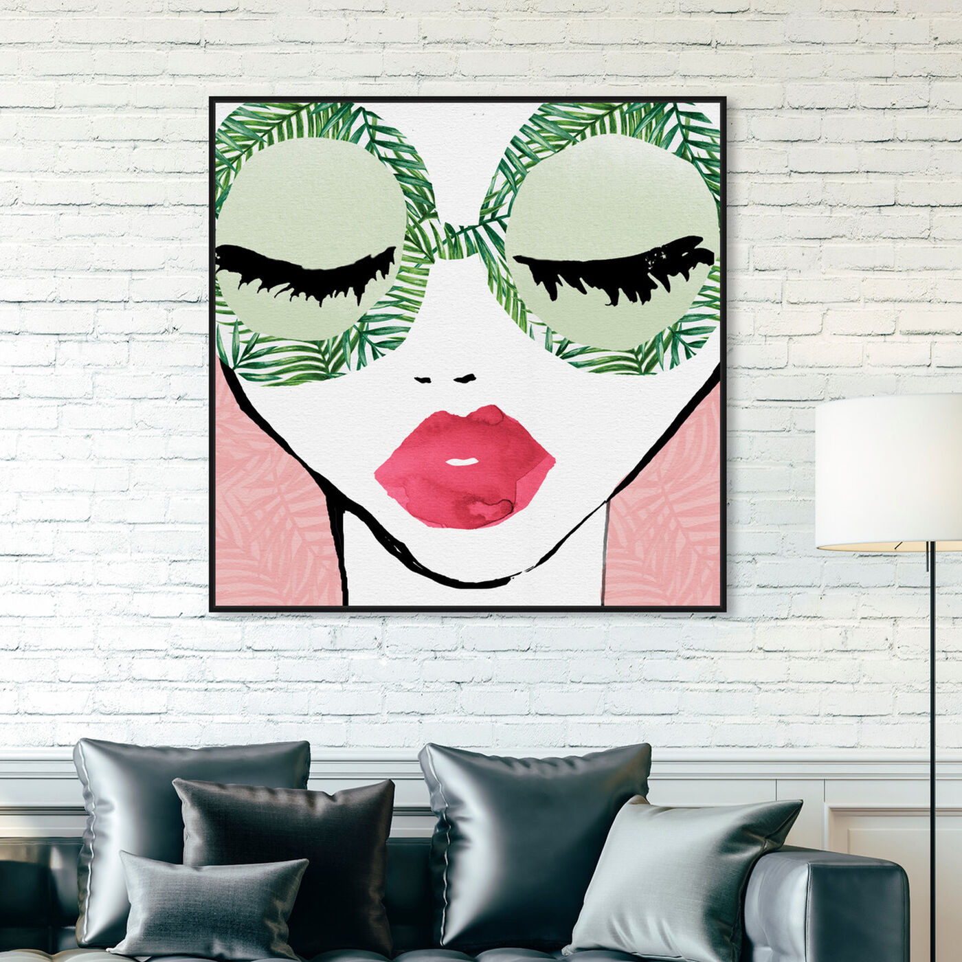 Hanging view of Plant Lady Glasses featuring fashion and glam and lips art.