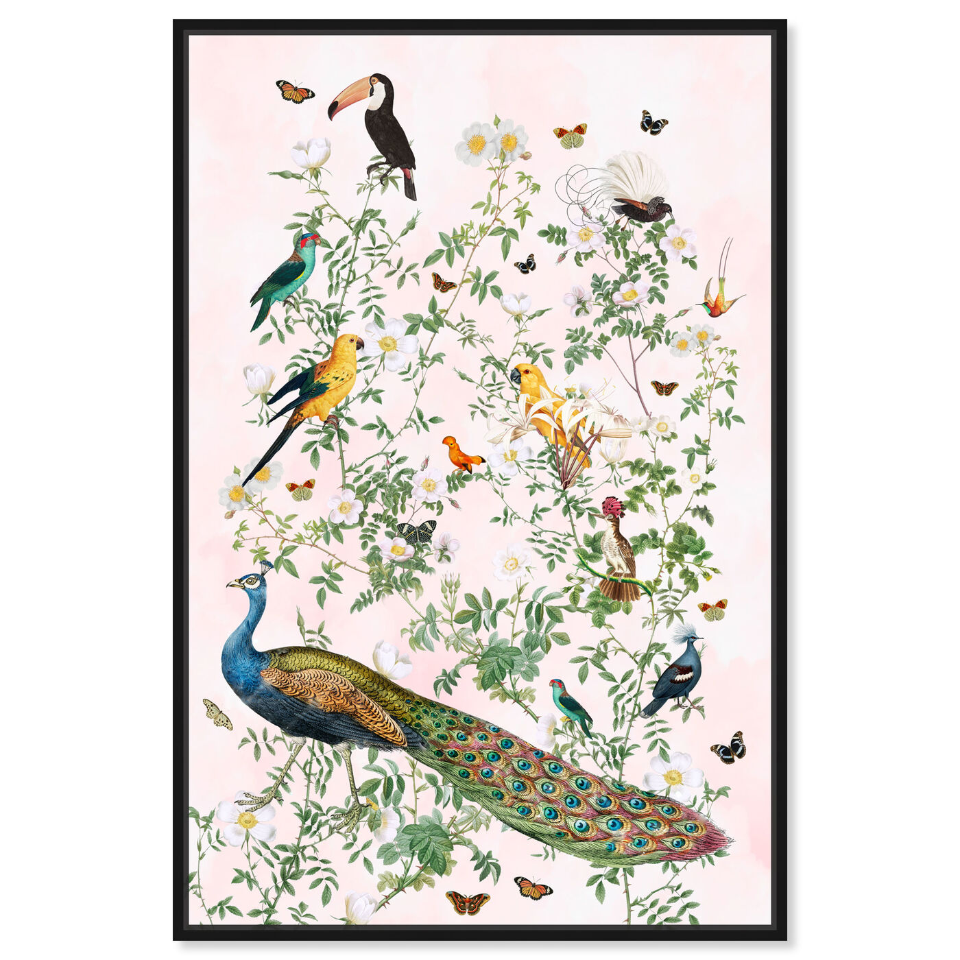 Front view of Maracas Chinoiserie featuring floral and botanical and florals art.