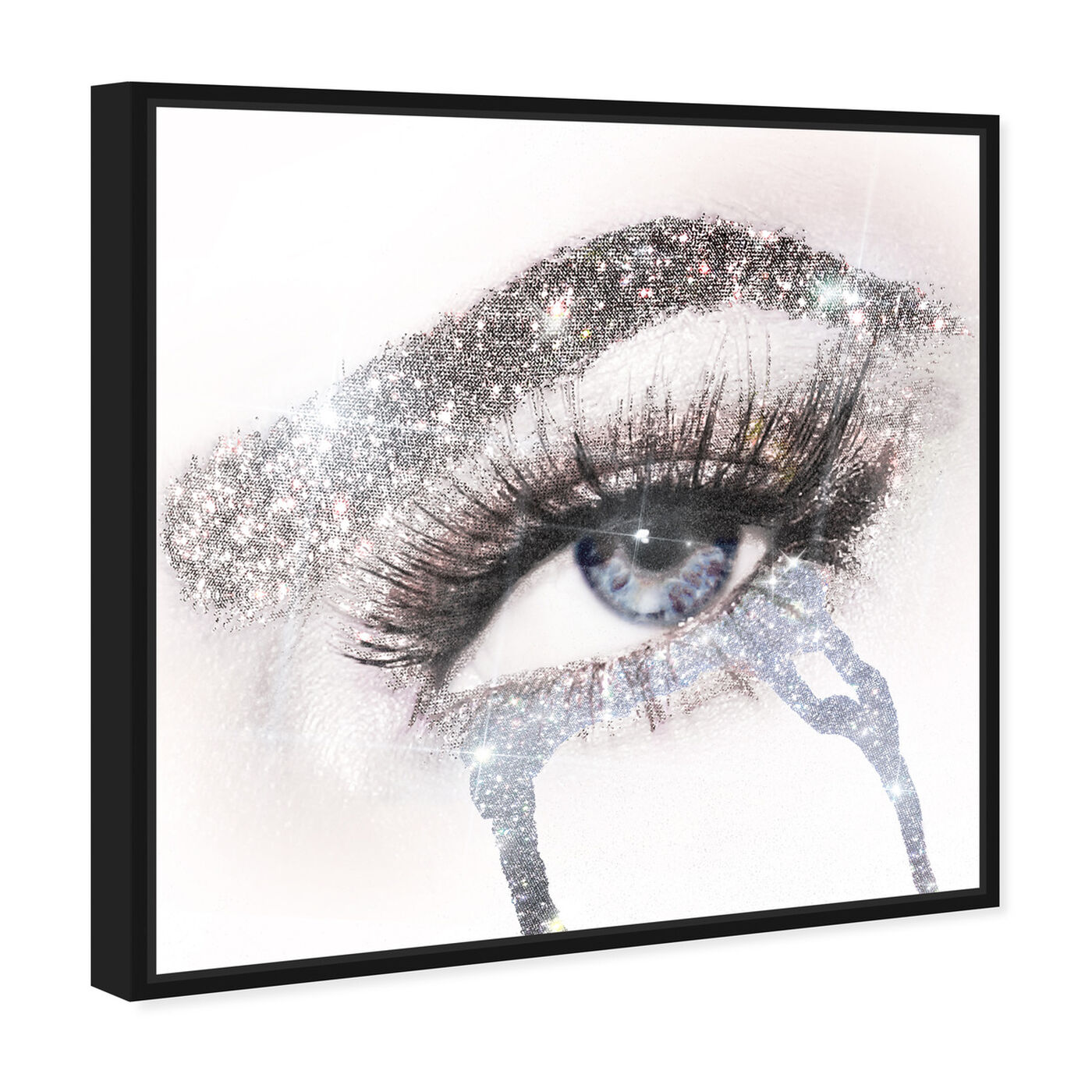 Angled view of Eyes and Rhinestones Blue Silver featuring fashion and glam and makeup art.