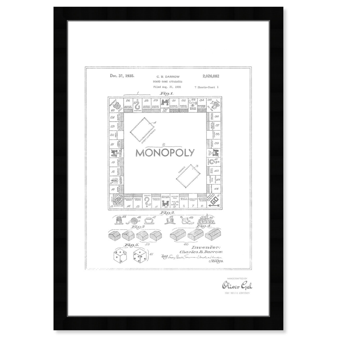 Front view of Monopoly 1935, Silver Foil featuring entertainment and hobbies and board games art.