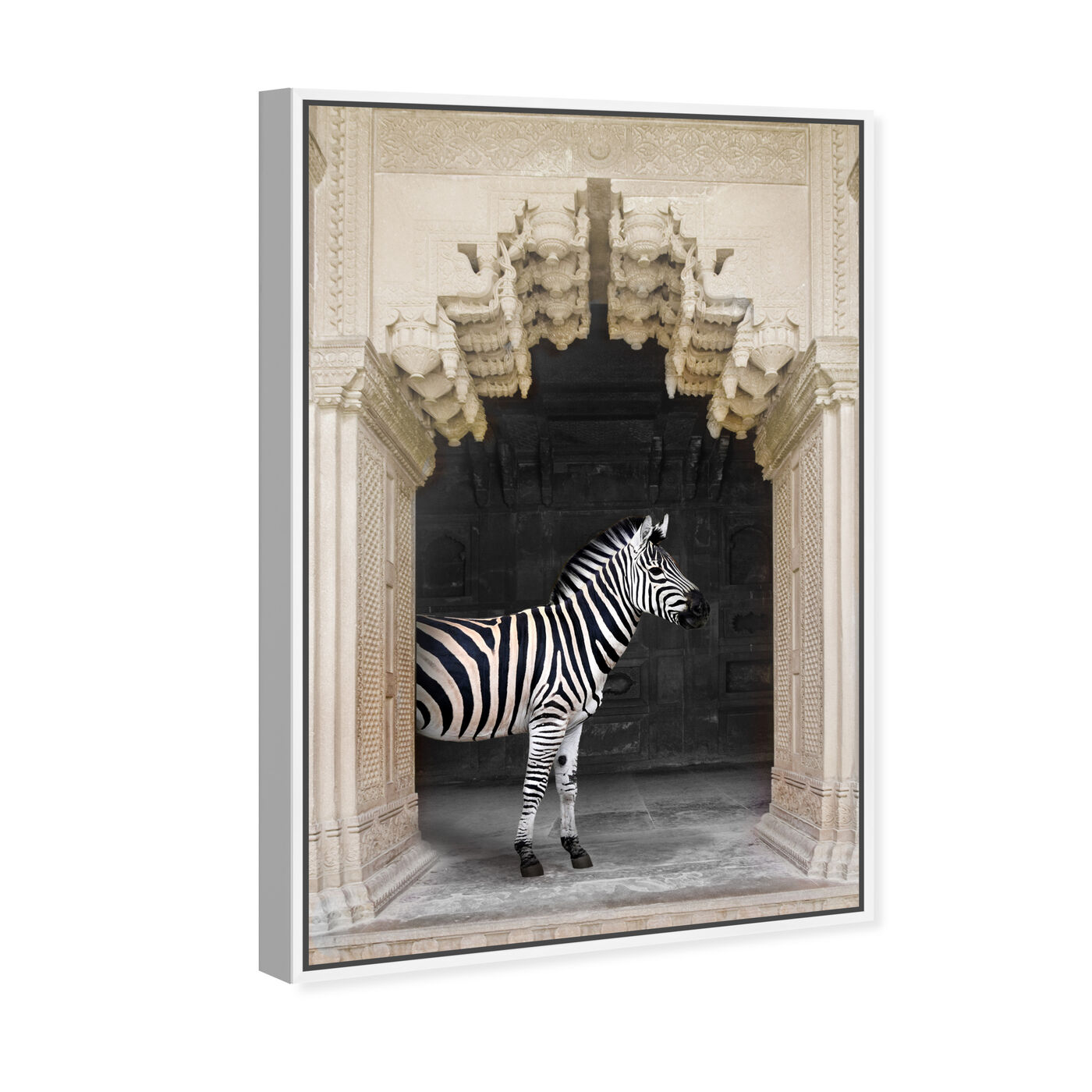 Angled view of Zebras Apartment is Cream featuring animals and zoo and wild animals art.