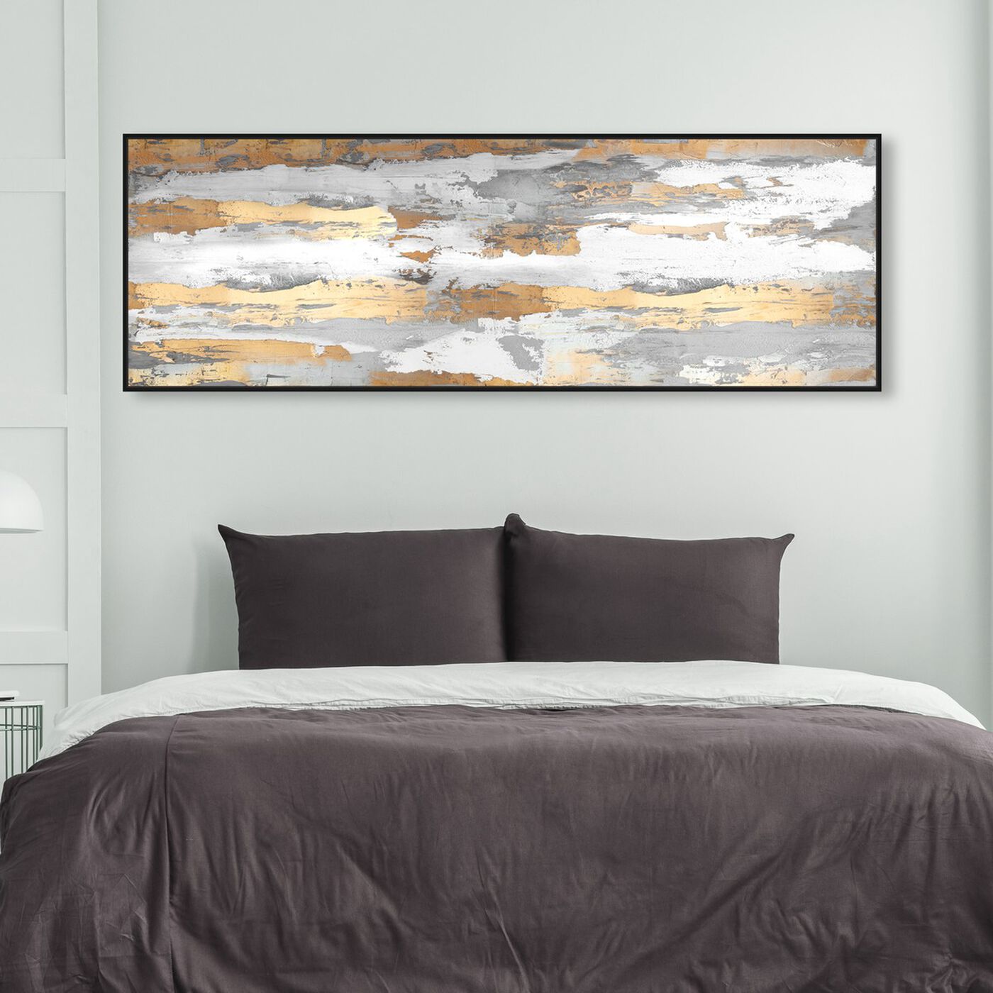 Hanging view of Spirit of Gold featuring abstract and paint art.