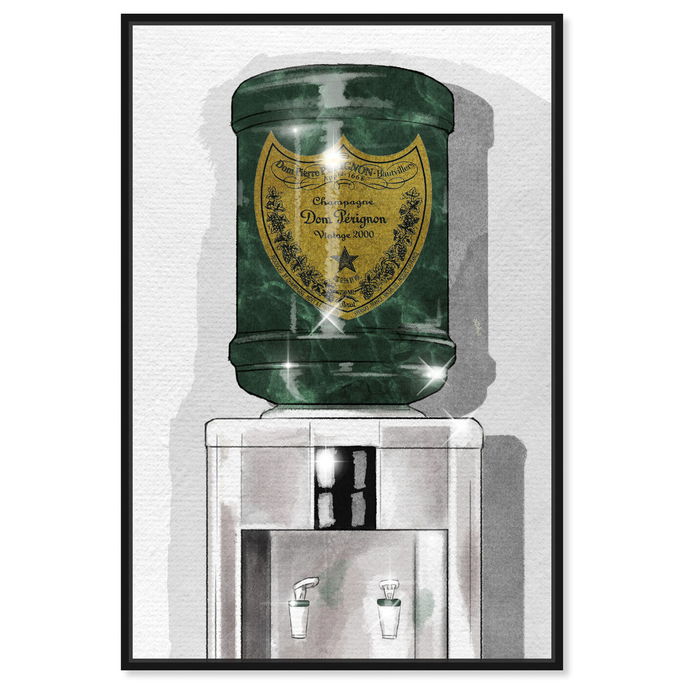 Front view of Dom Champagne Watercooler featuring fashion and glam and lifestyle art.