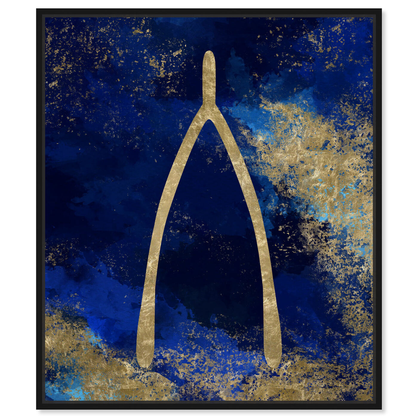 Front view of Gold Wishbone I featuring abstract and textures art.
