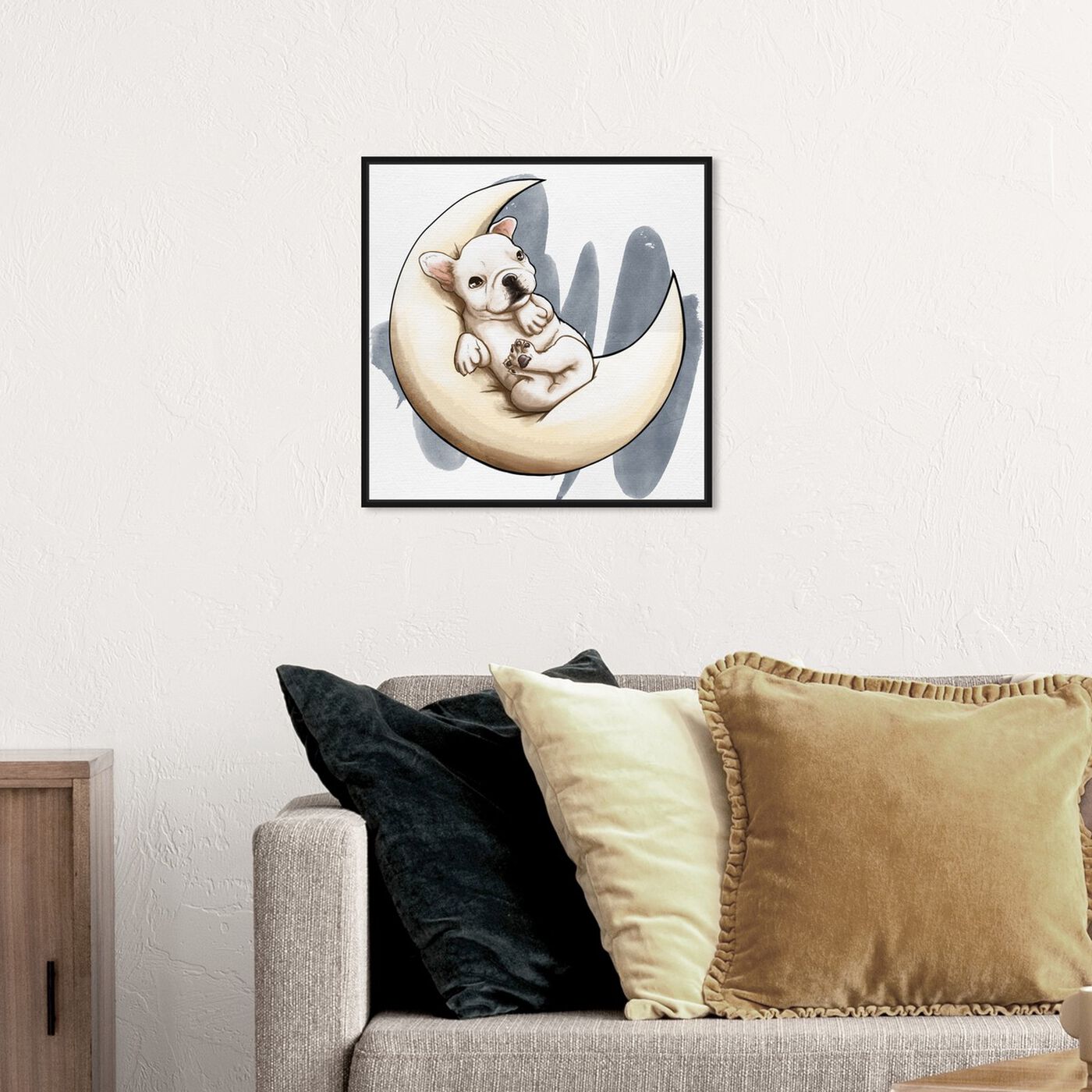 Hanging view of Lunar Frenchie featuring animals and dogs and puppies art.