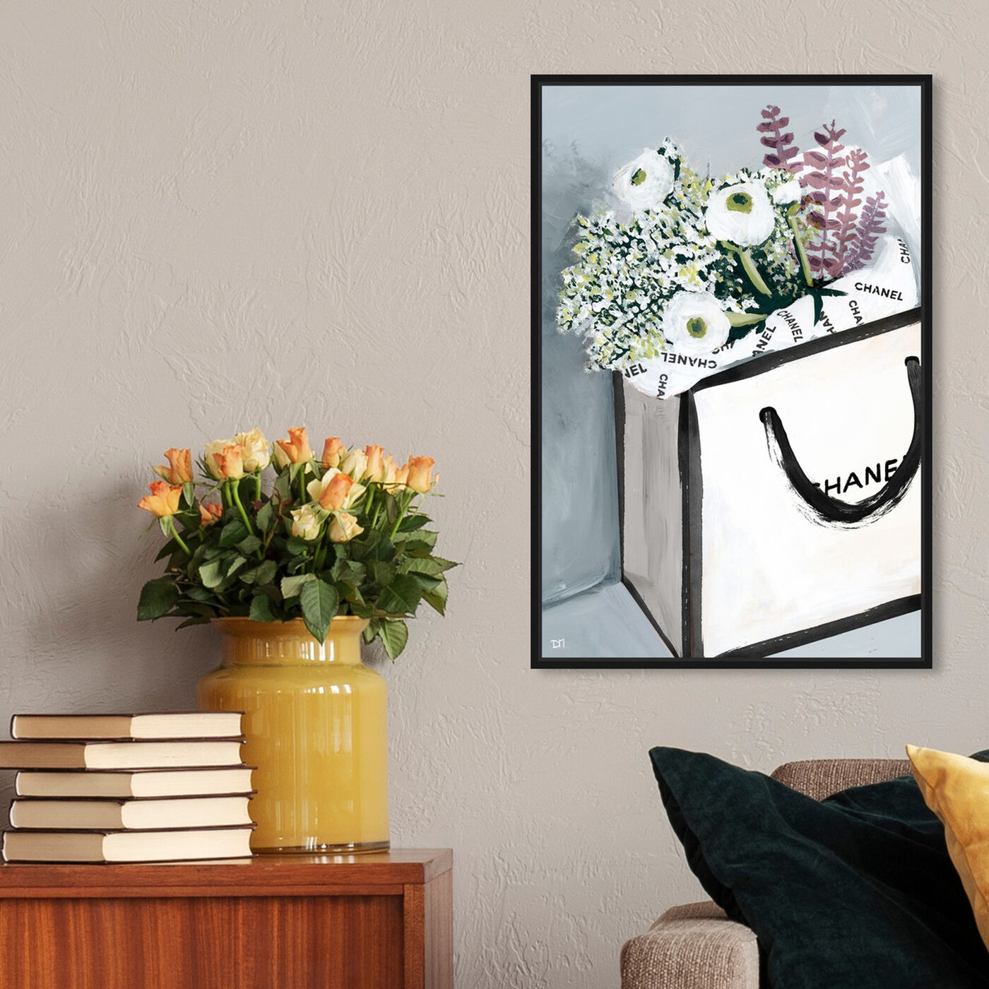 Hanging view of Flower Shopping II featuring fashion and glam and fashion lifestyle art.